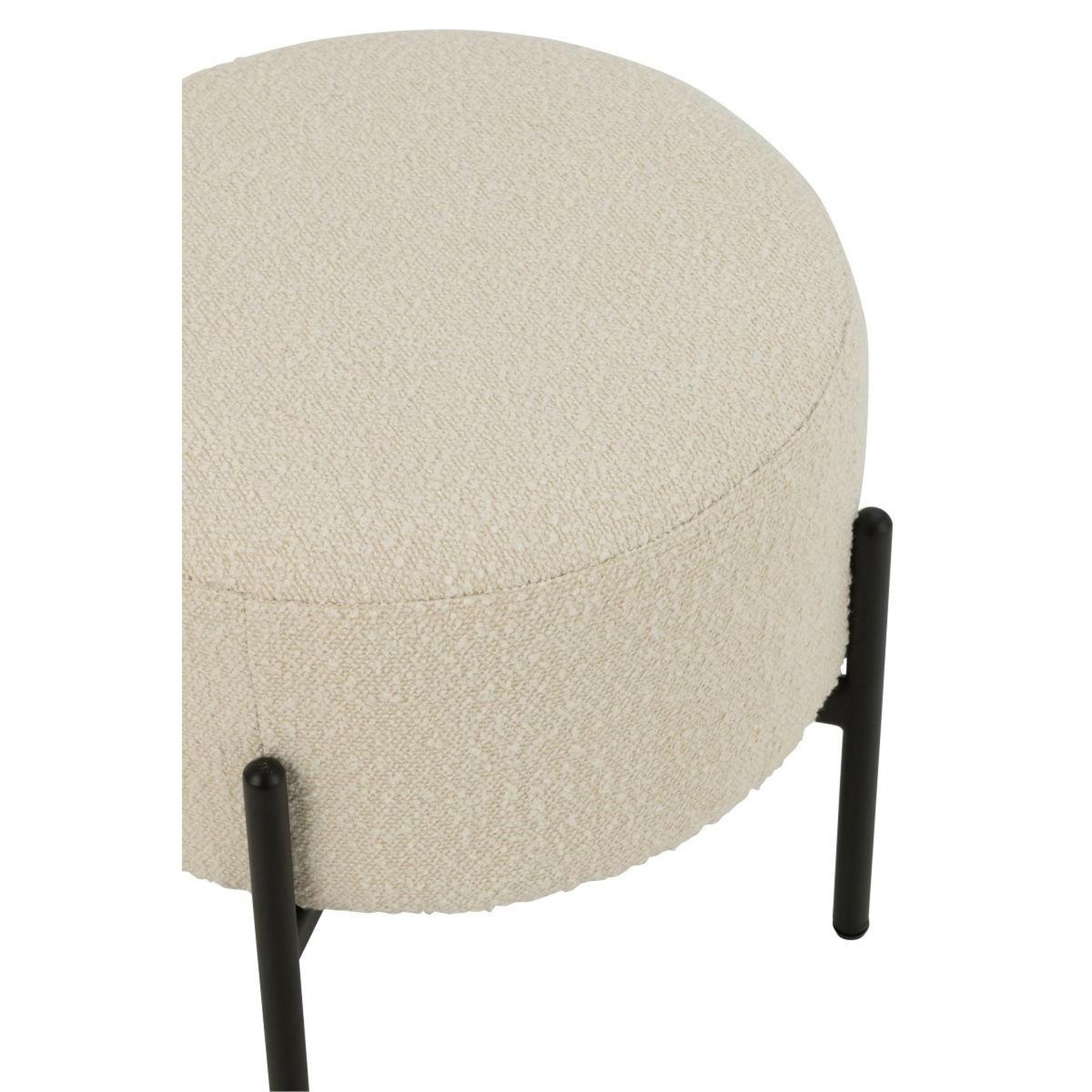 Voir la diapositive 3 : J-LINE Tabouret en tissu bouclé  aldo  44cm blanc