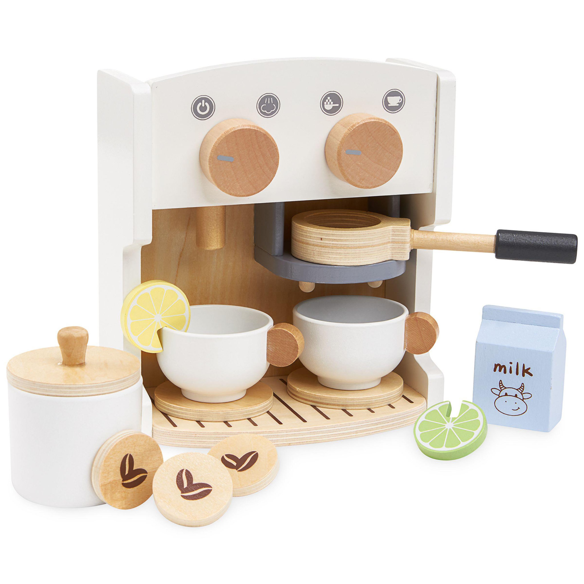 MAMABRUM Machine a Cafe Bois Enfant Mamabrum Theiere 7 Pcs Jouet Dinette 16x9x17 cm 3 Ans