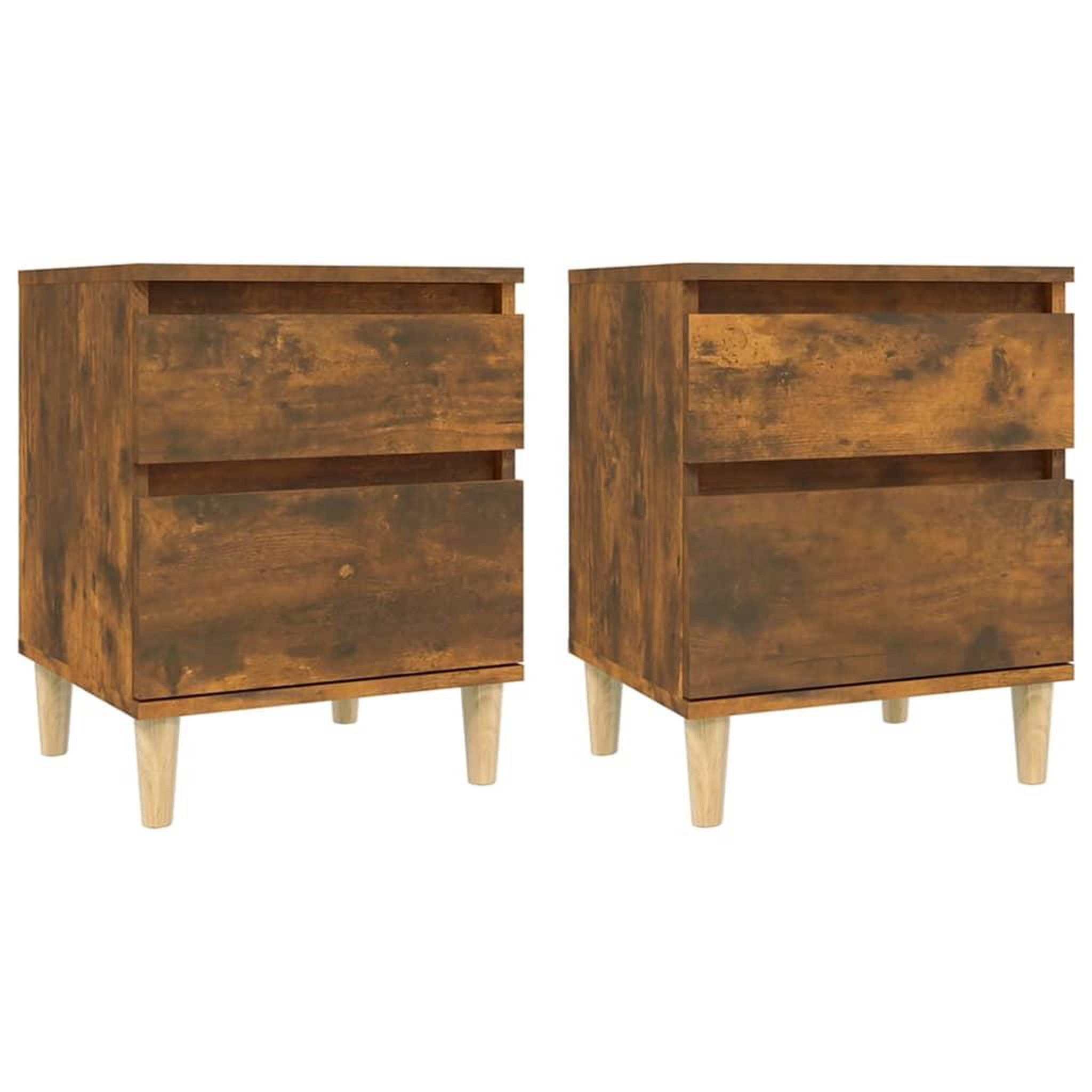 Voir la diapositive 2 : VIDAXL Tables de chevet 2 pcs Chene fume 40x35x50 cm