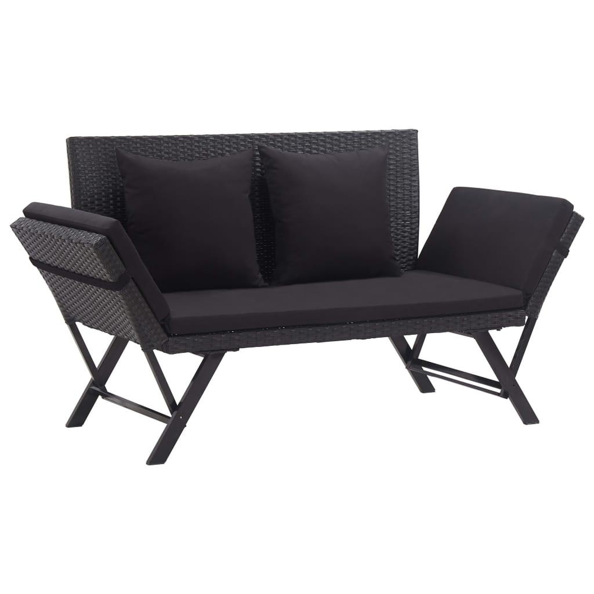 Voir la diapositive 1 : VIDAXL Banc de jardin avec coussins 176 cm Noir Resine tressee