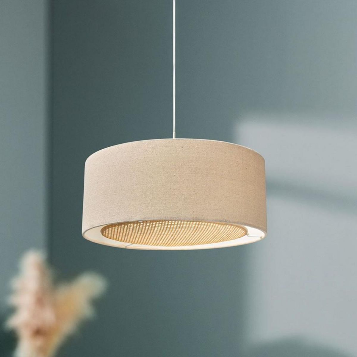 OSTARIA Suspension lin et bambou diamètre 35cm