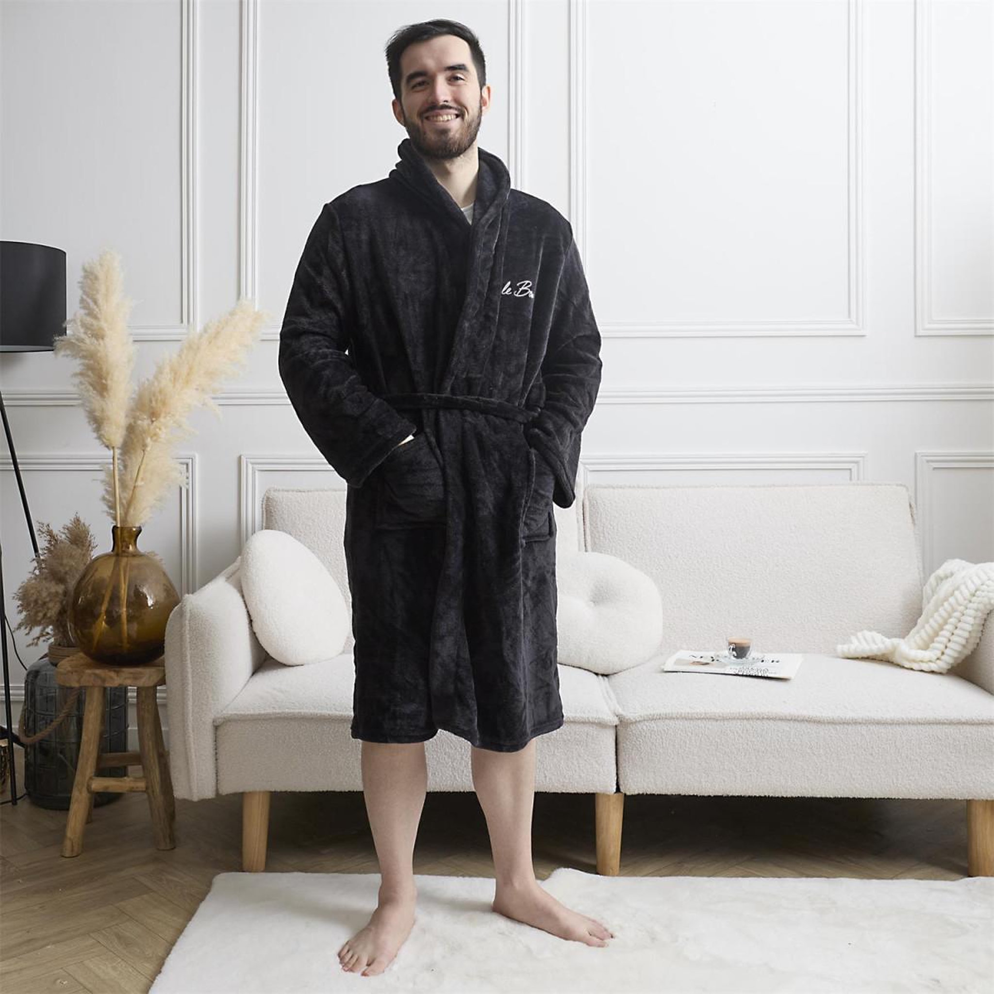 Voir la diapositive 4 : The concept Factory Robe de chambre polaire  le boss  noir