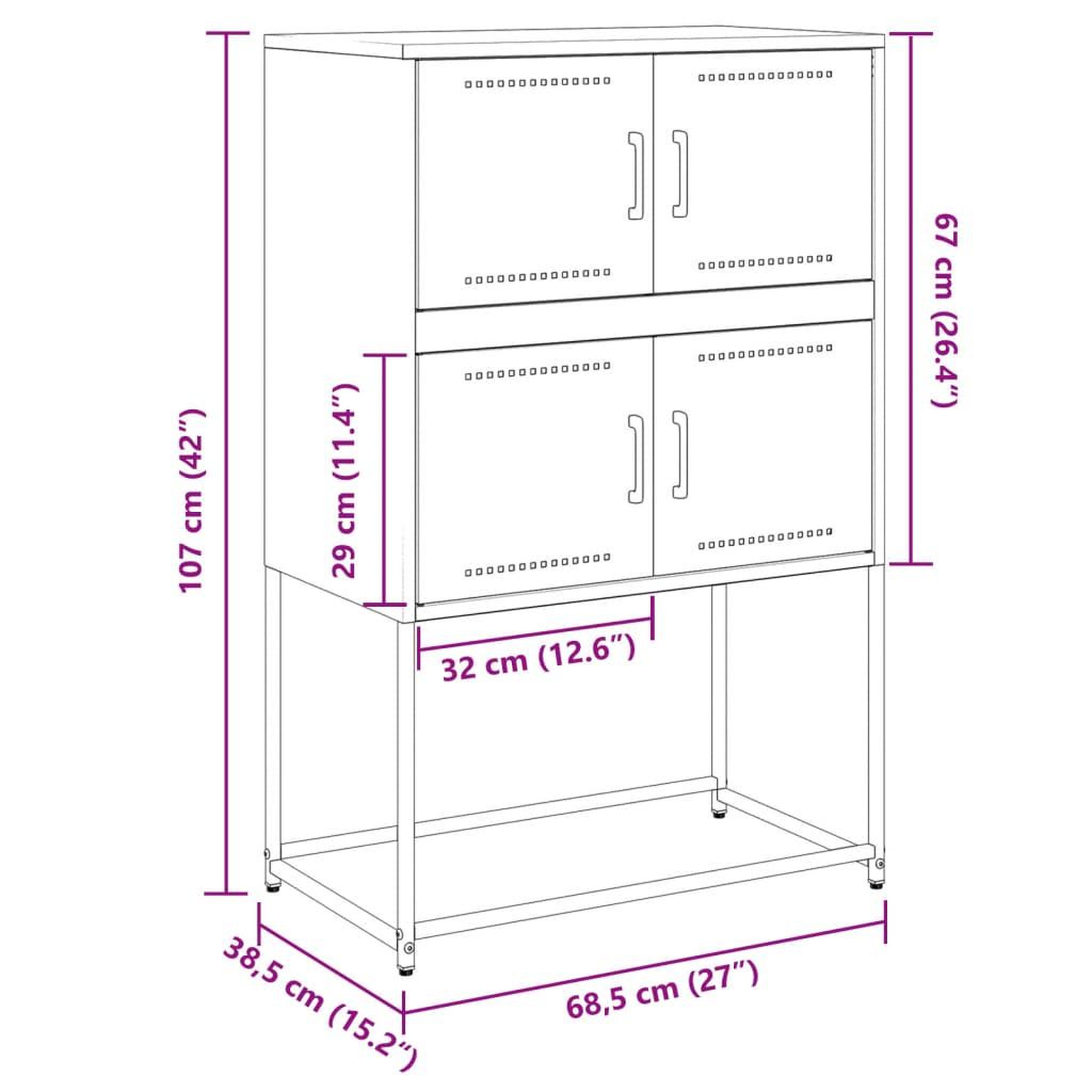 Voir la diapositive 6 : VIDAXL Buffet vert olive 68,5x38,5x107 cm acier