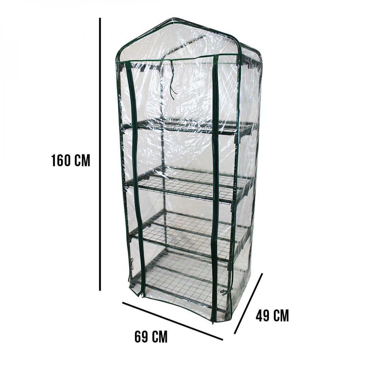 LINXOR Serre de jardin 4 étagères 69 x 49 x 160 cm transparente en plastique PVC
