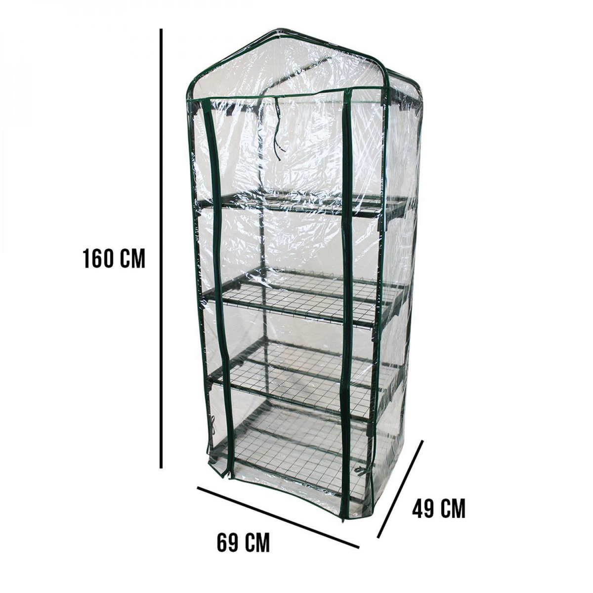 LINXOR Serre de jardin 4 étagères 69 x 49 x 160 cm transparente en plastique PVC