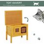 Voir la diapositive 5 : PAWHUT Maison niche pour chat sur pied toit bitumé ouvrant porte fenêtre bois verni
