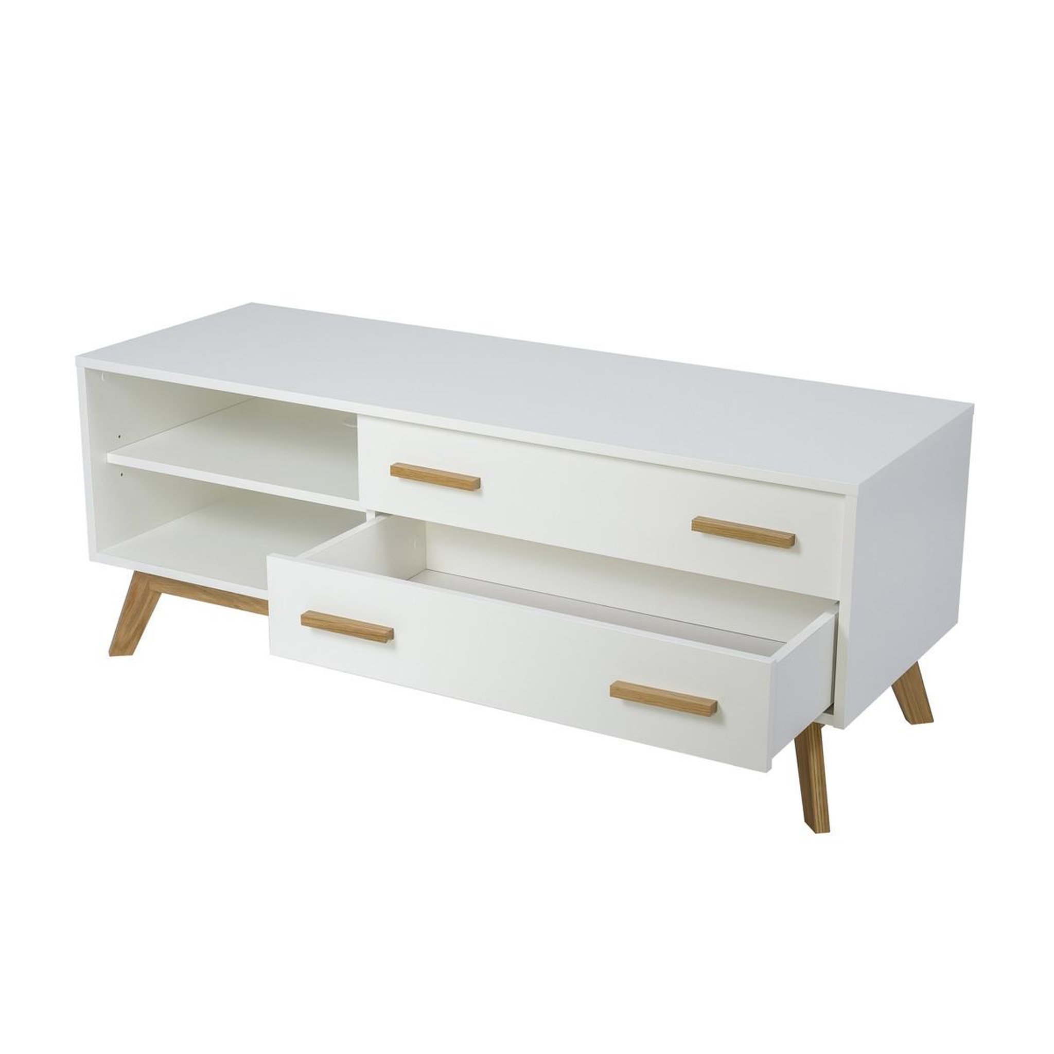 Voir la diapositive 2 : Paris Prix Meuble tv design  kensal  130cm chêne & blanc