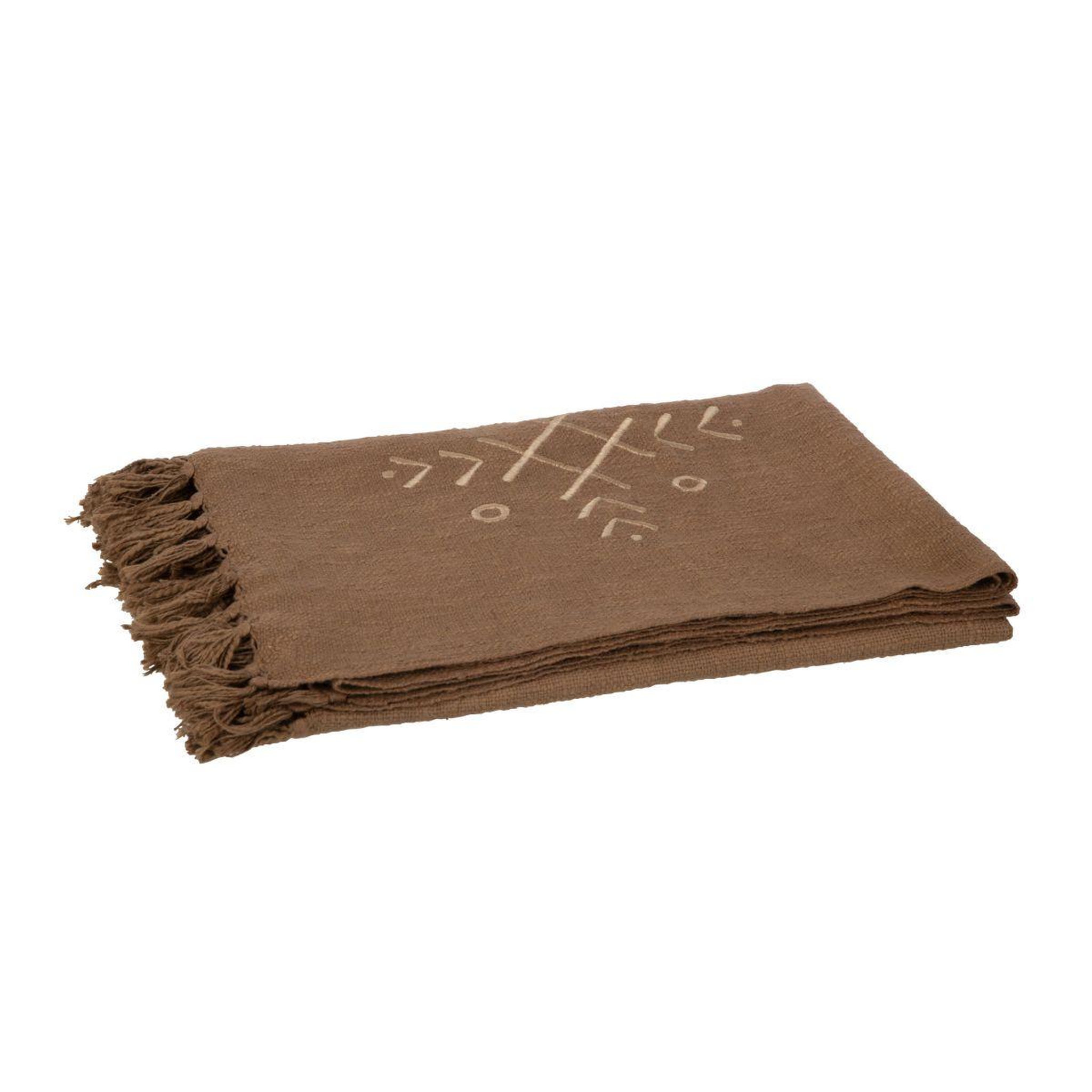 J-LINE Plaid design ethnique  camel  130x170cm marron