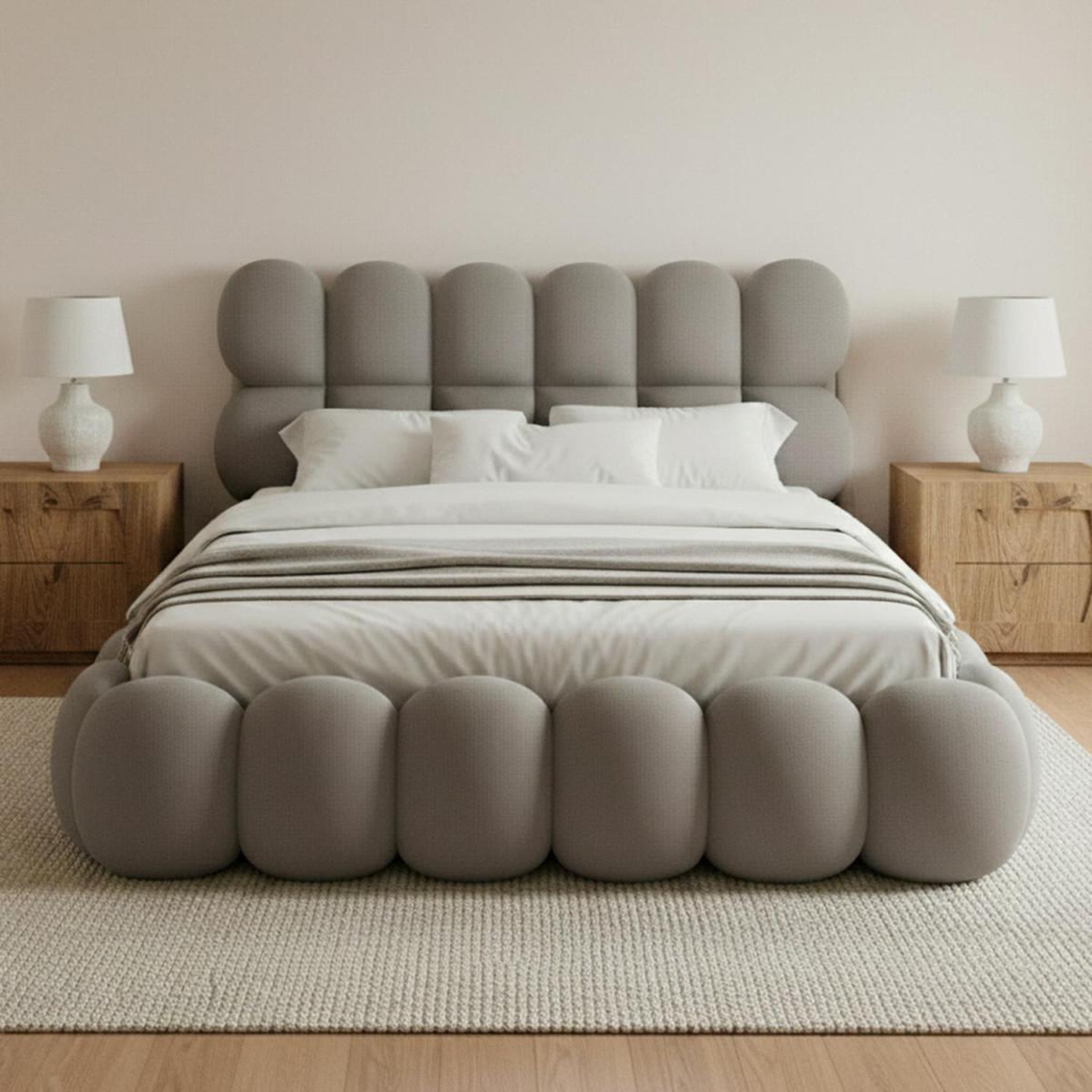 Voir la diapositive 5 : Paris Prix Lit coffre en velours  bubble  160x200cm gris