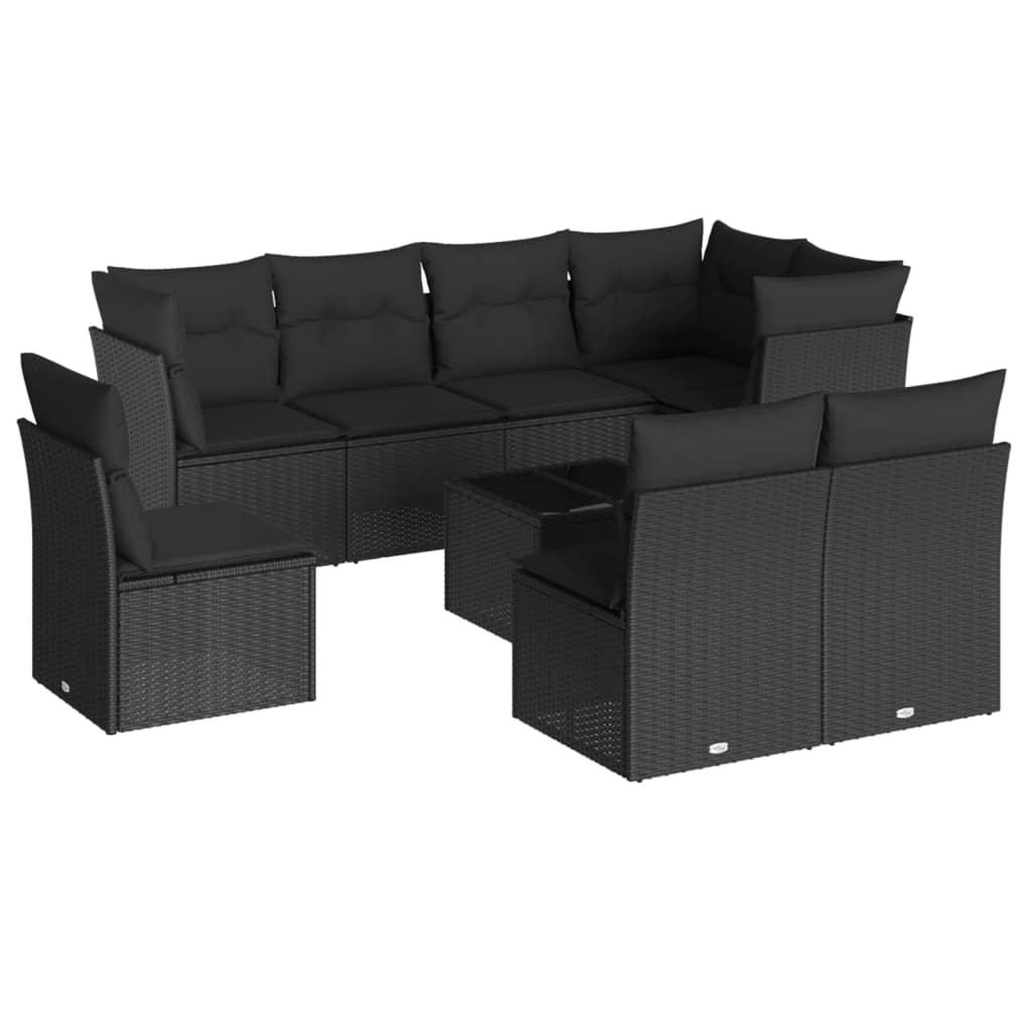 Voir la diapositive 2 : VIDAXL Salon de jardin 9 pcs avec coussins noir resine tressee