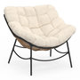 Voir la diapositive 1 : ID MARKET Fauteuil de jardin relax LOA effet rotin avec coussin écru