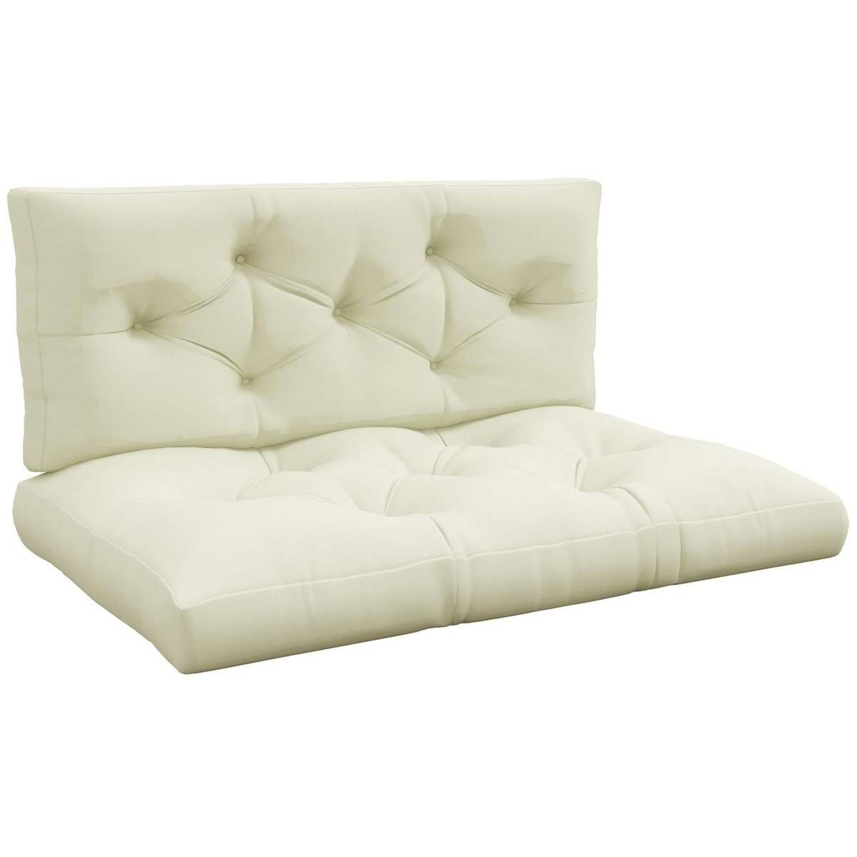 OUTSUNNY Lot de 2 coussins assises dossiers banc de jardin canapé dim. 120L x 80l x 12H cm polyester crème
