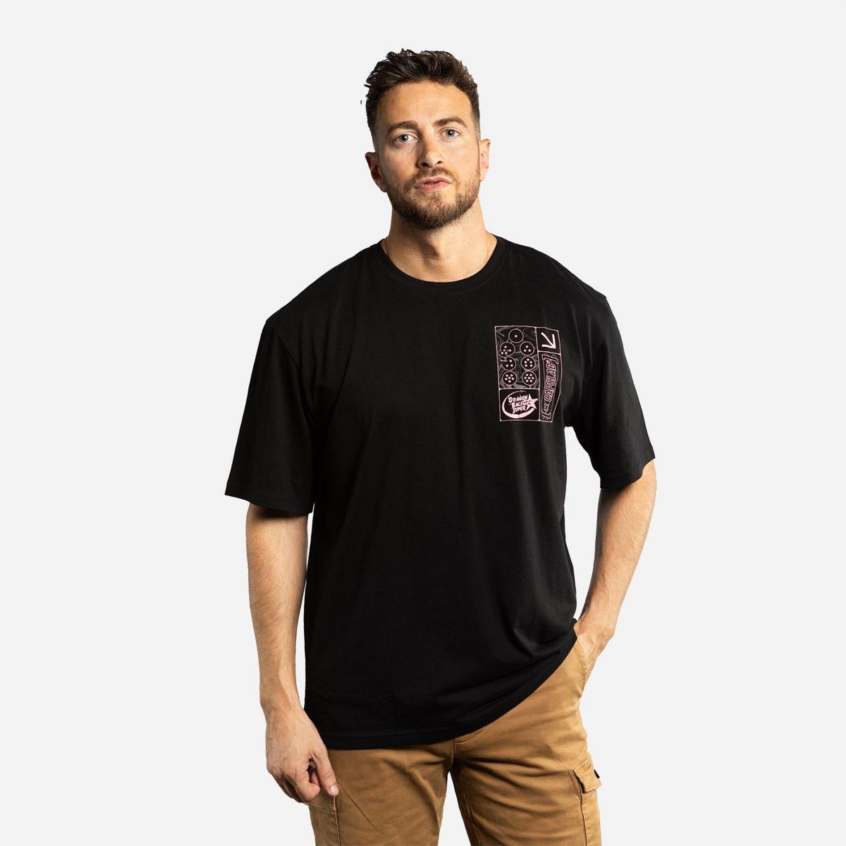 CAPSLAB T-shirt homme relax fit avec print Dragon Ball Super Goku Black