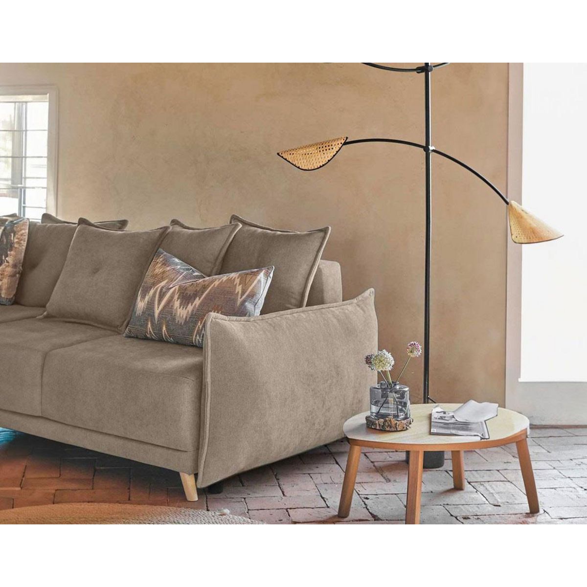 BEST MOBILIER Lena - canapé d'angle réversible convertible - 4 places - style scandinave