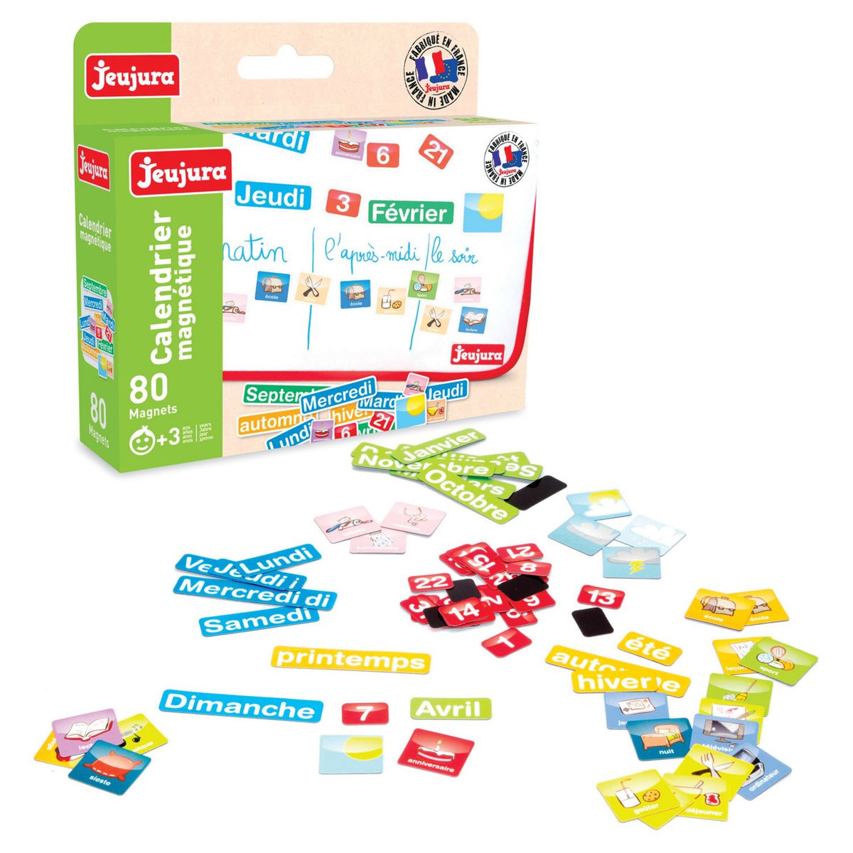 JEUJURA Coffret Magnets Calendrier - 80 caractères