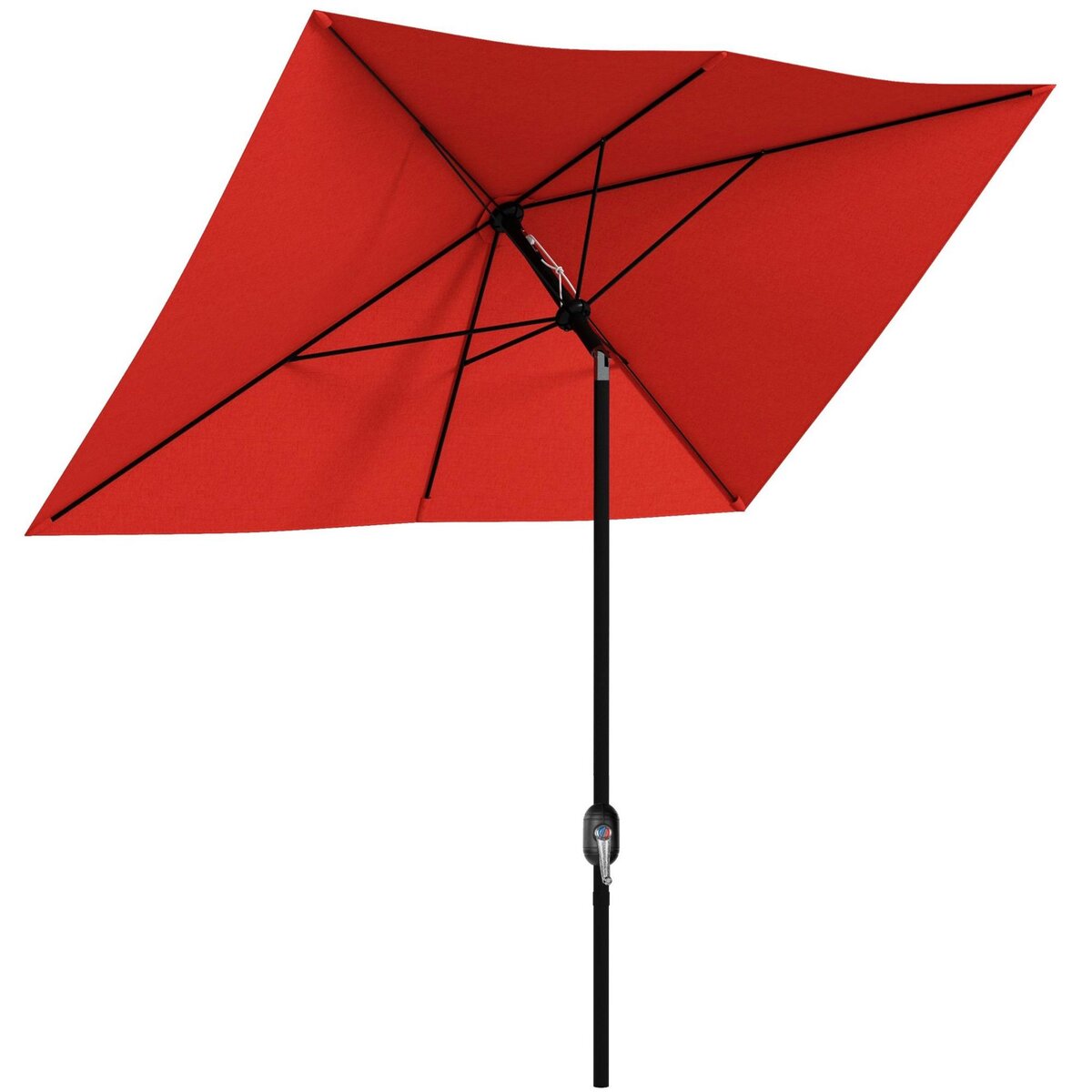 OUTSUNNY Parasol rectangulaire inclinable de jardin avec manivelle métal polyester haute densité anti UV 50+ rouge