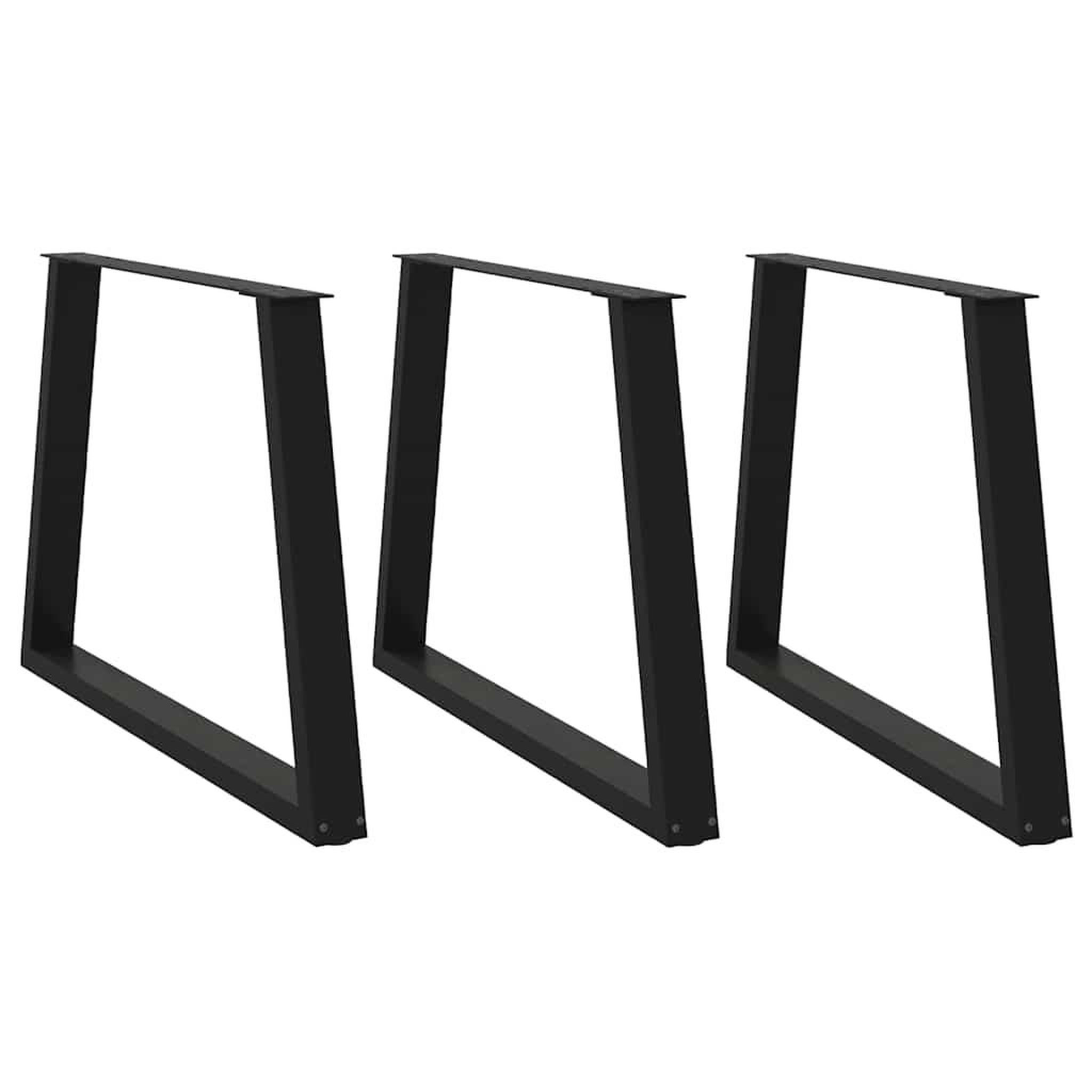 VIDAXL Pieds de table a manger forme de V 3 pcs noir 90x(72-73,3) cm
