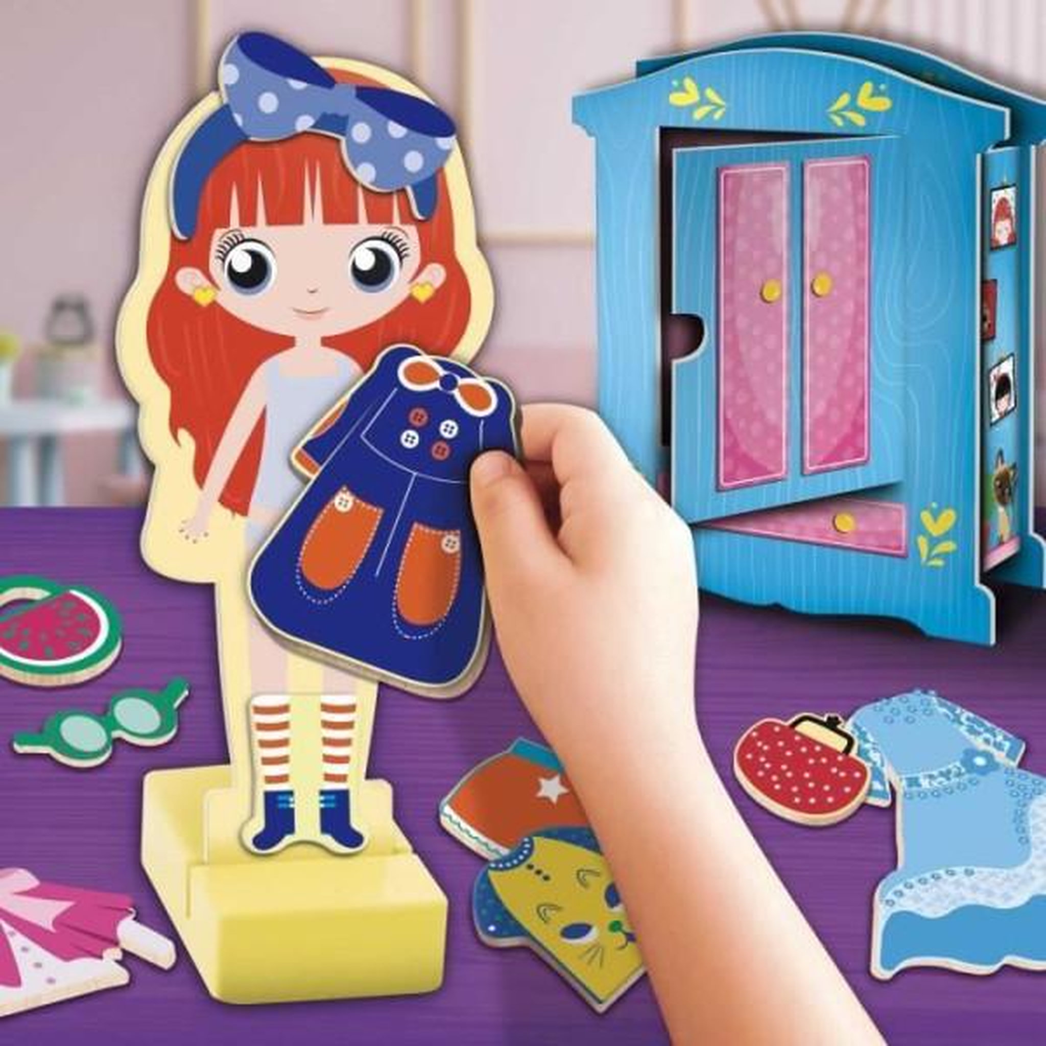 Voir la diapositive 5 : LISCIANI GIOCHI Jeu créatif - lisciani - montessori baby bois - poupée magnétique - mode et imagination - style montessori