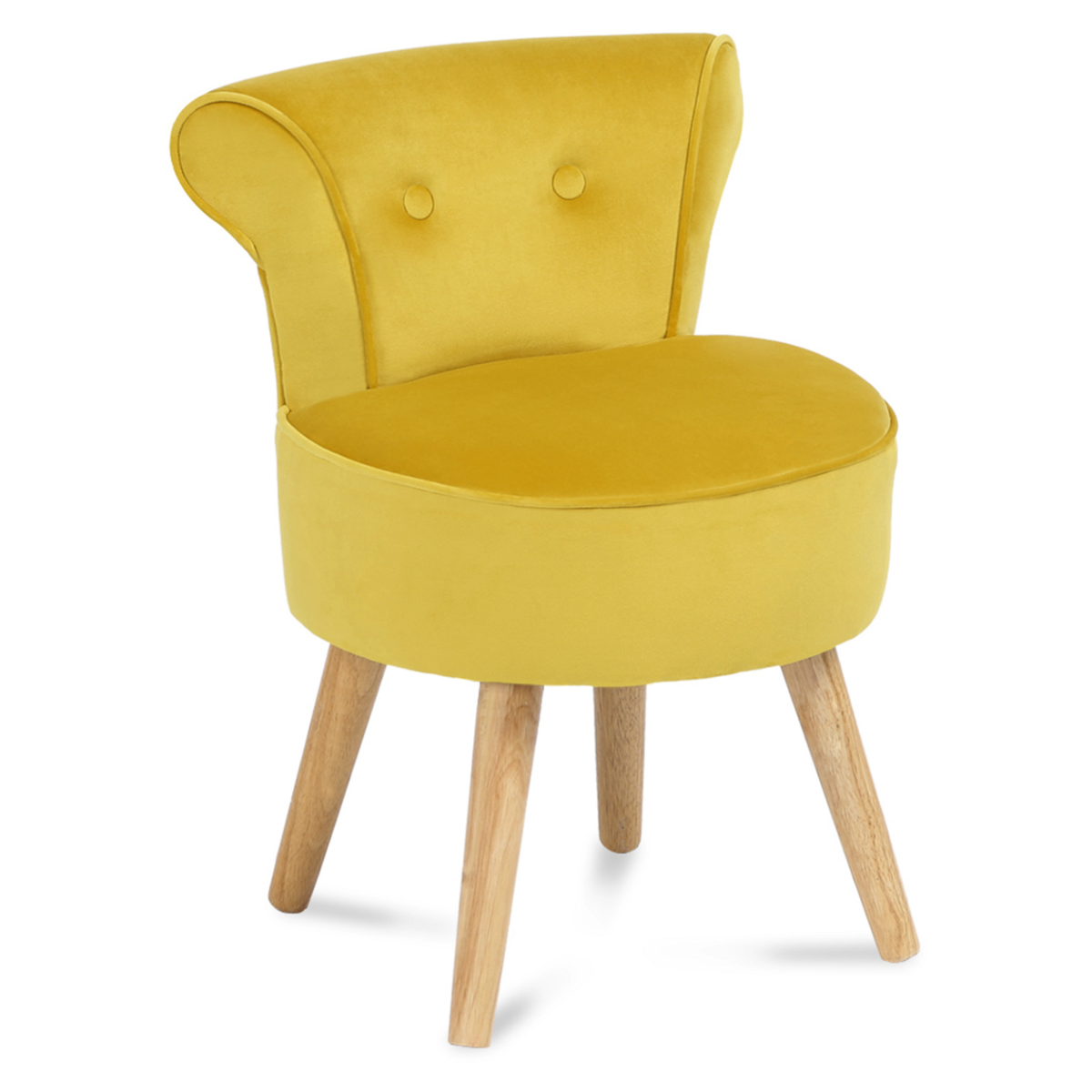 ID MARKET Fauteuil crapaud en velours jaune