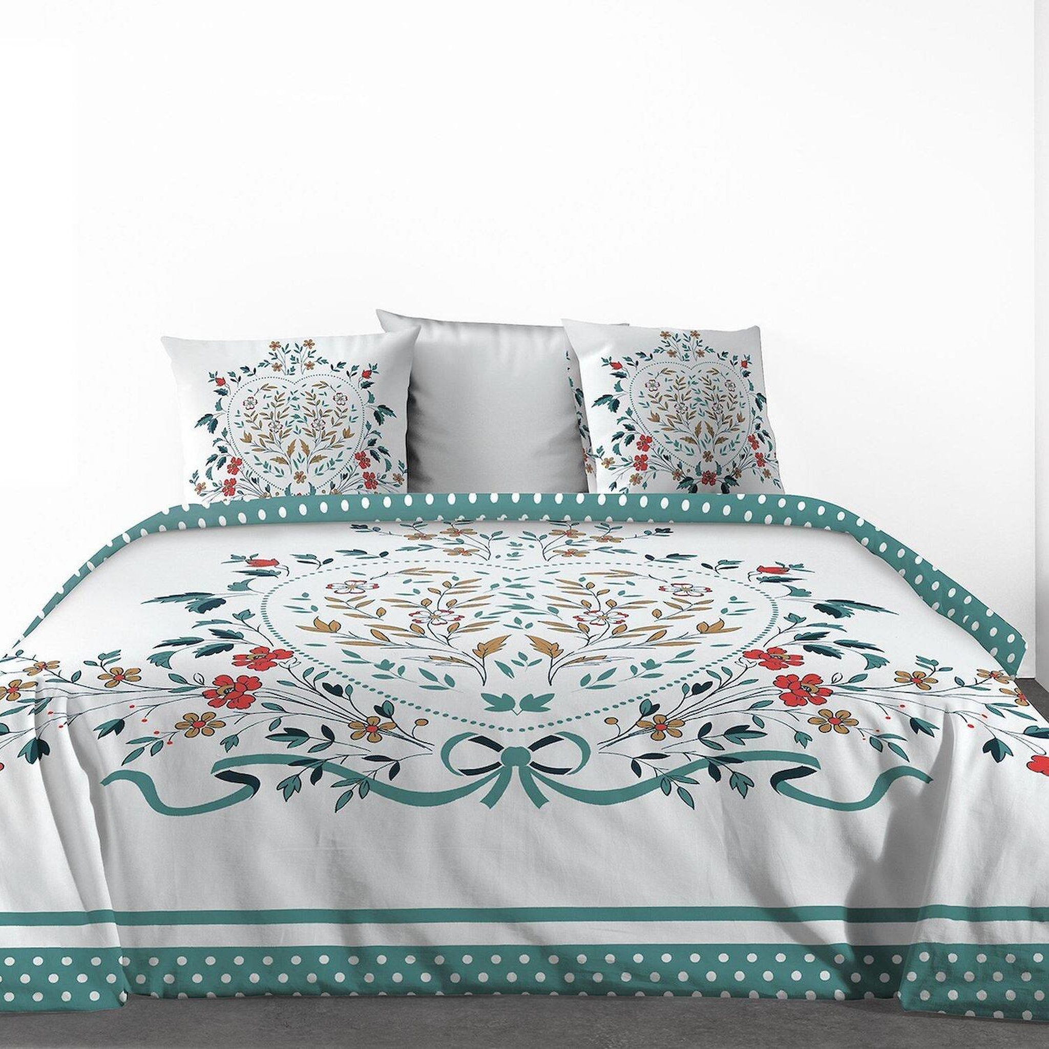 Les Ateliers du Linge Parure housse de couette 100% coton 47 fils/cm2 -capucine. Coloris disponibles : Blanc