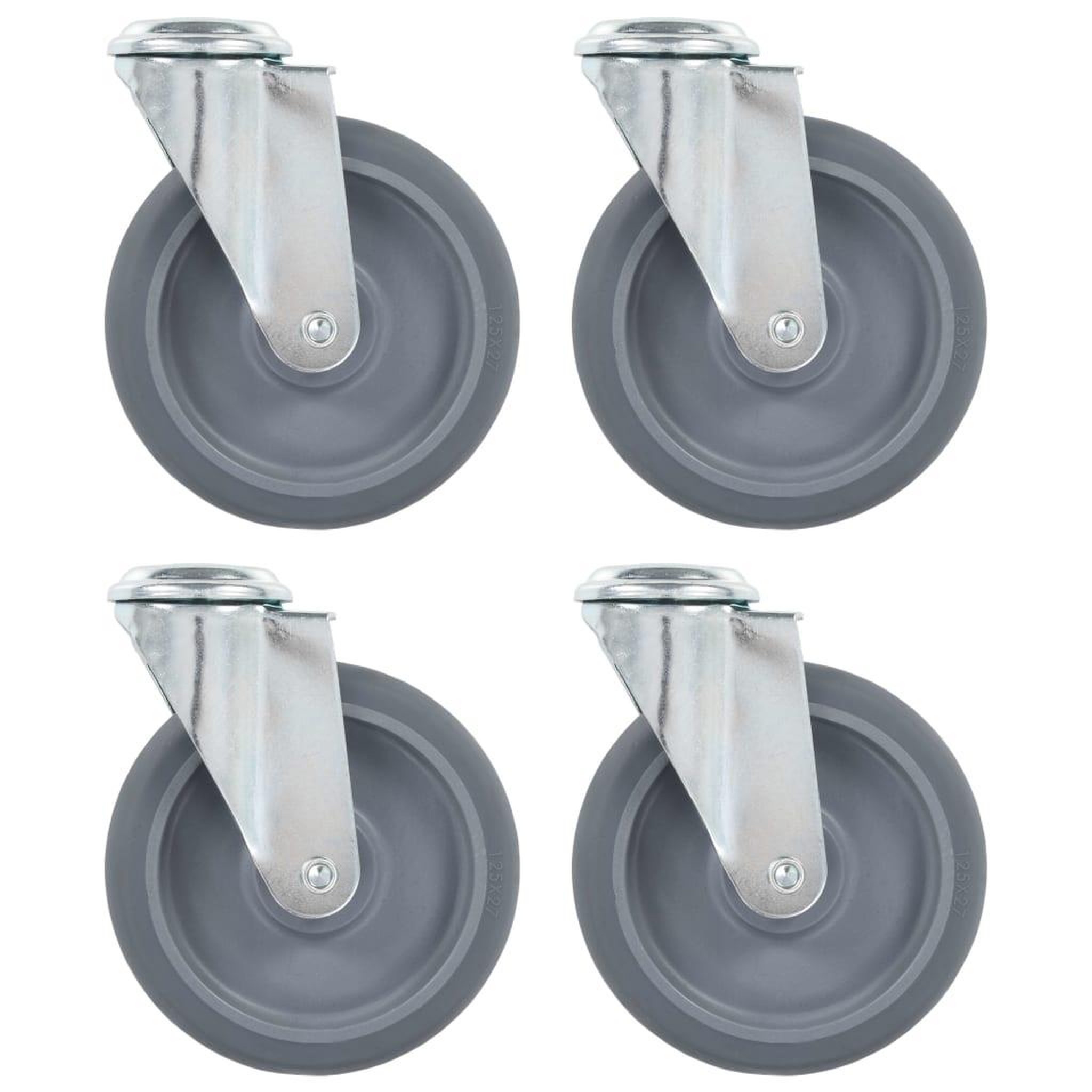 VIDAXL 4 pcs Roulettes pivotantes a trou de boulon 125 mm