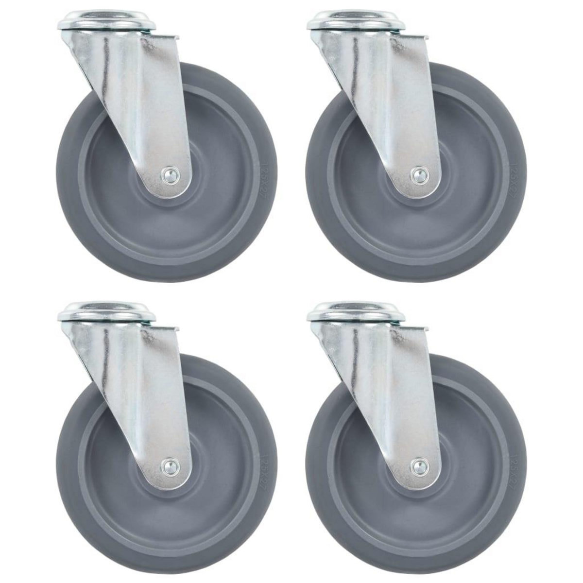 VIDAXL 4 pcs Roulettes pivotantes a trou de boulon 125 mm