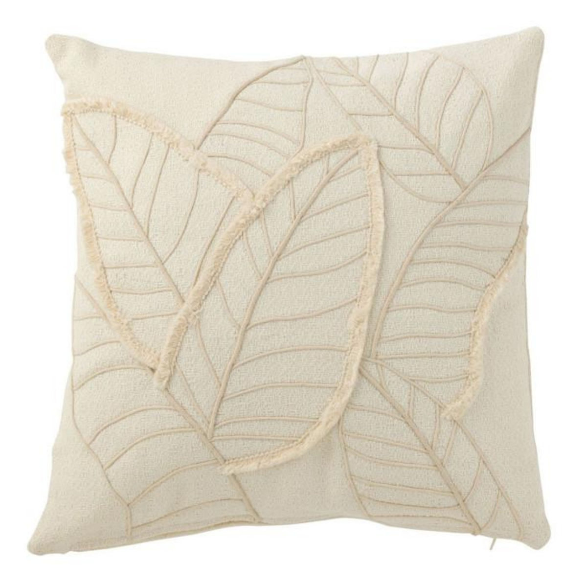 Paris Prix Coussin Déco Feuilles  Lara  43x43cm Blanc