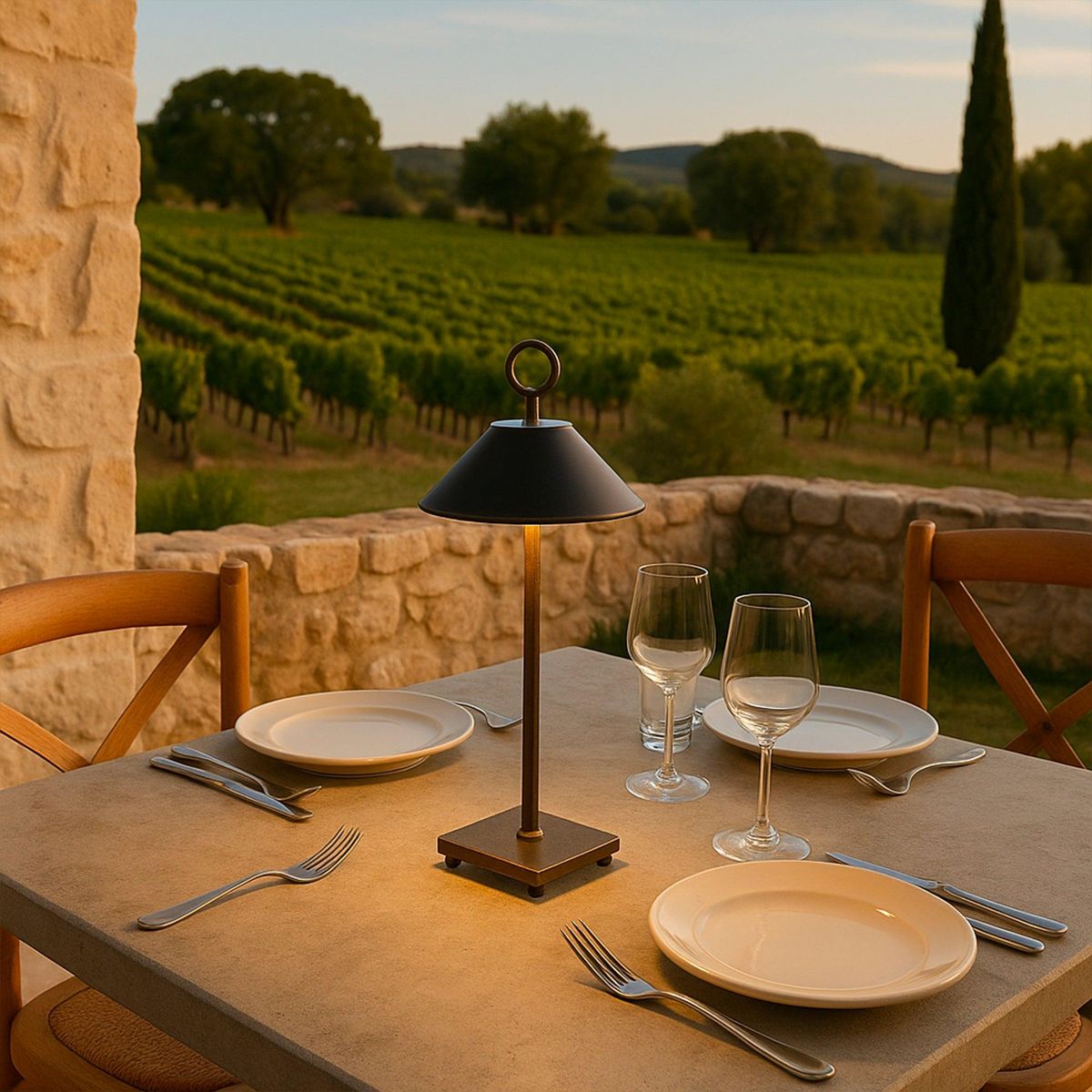 Lumisky Lampe de table sans fil LED MARAIS Noir Aluminium H28,4cm