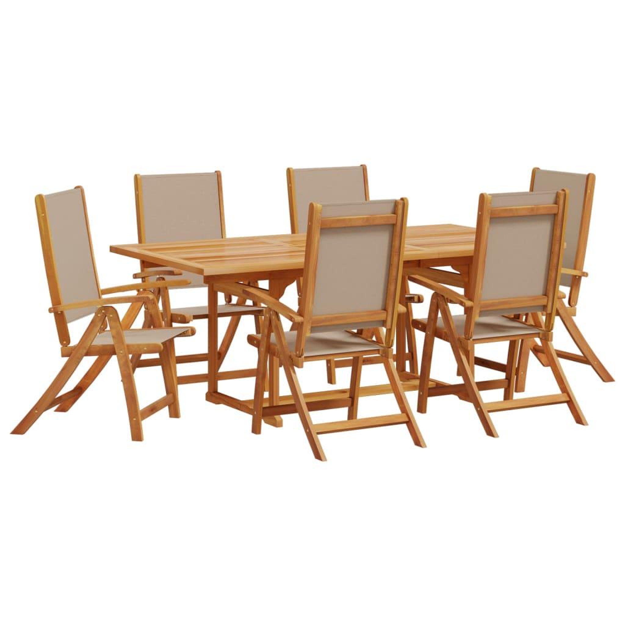 Voir la diapositive 2 : VIDAXL Ensemble a Manger de jardin 7pcs bois d'acacia solide textilene