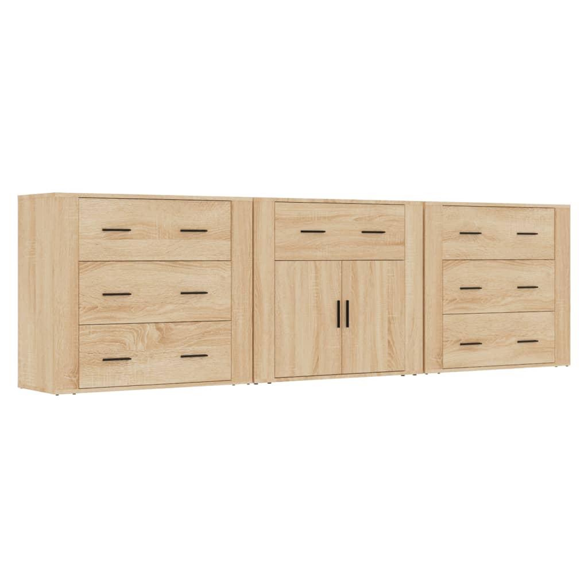 Voir la diapositive 2 : VIDAXL Buffets 3 pcs Chene sonoma Bois d'ingenierie