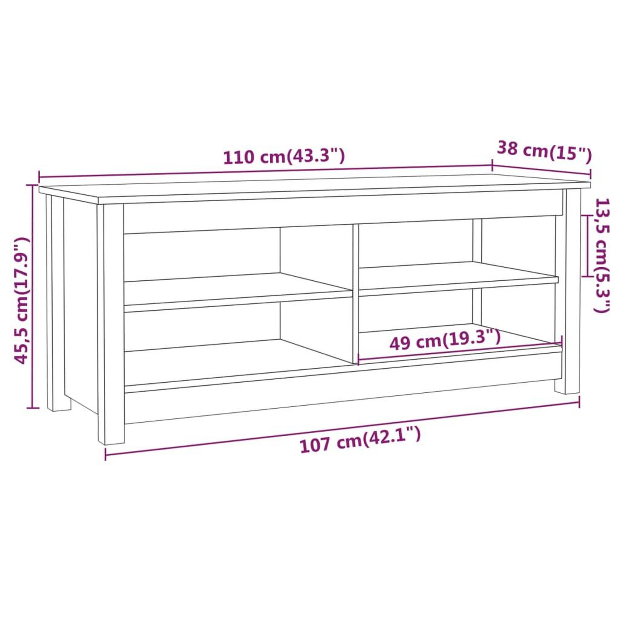 Voir la diapositive 6 : VIDAXL Banc a chaussures Marron miel 110x38x45,5 cm Pin massif