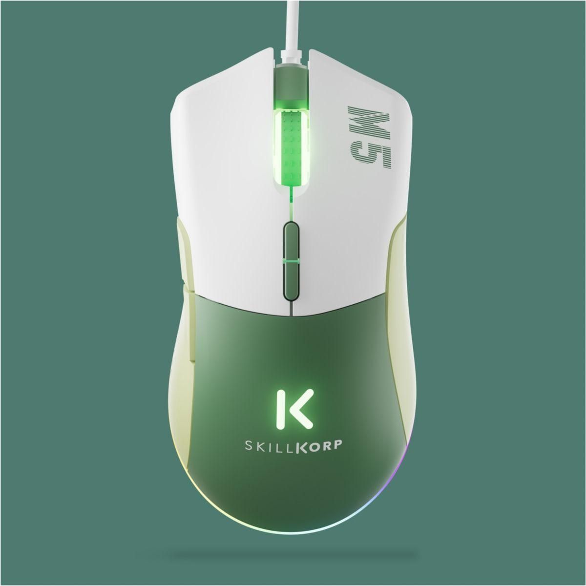 SKILLKORP Souris Gamer Filaire M5 VERTE Access