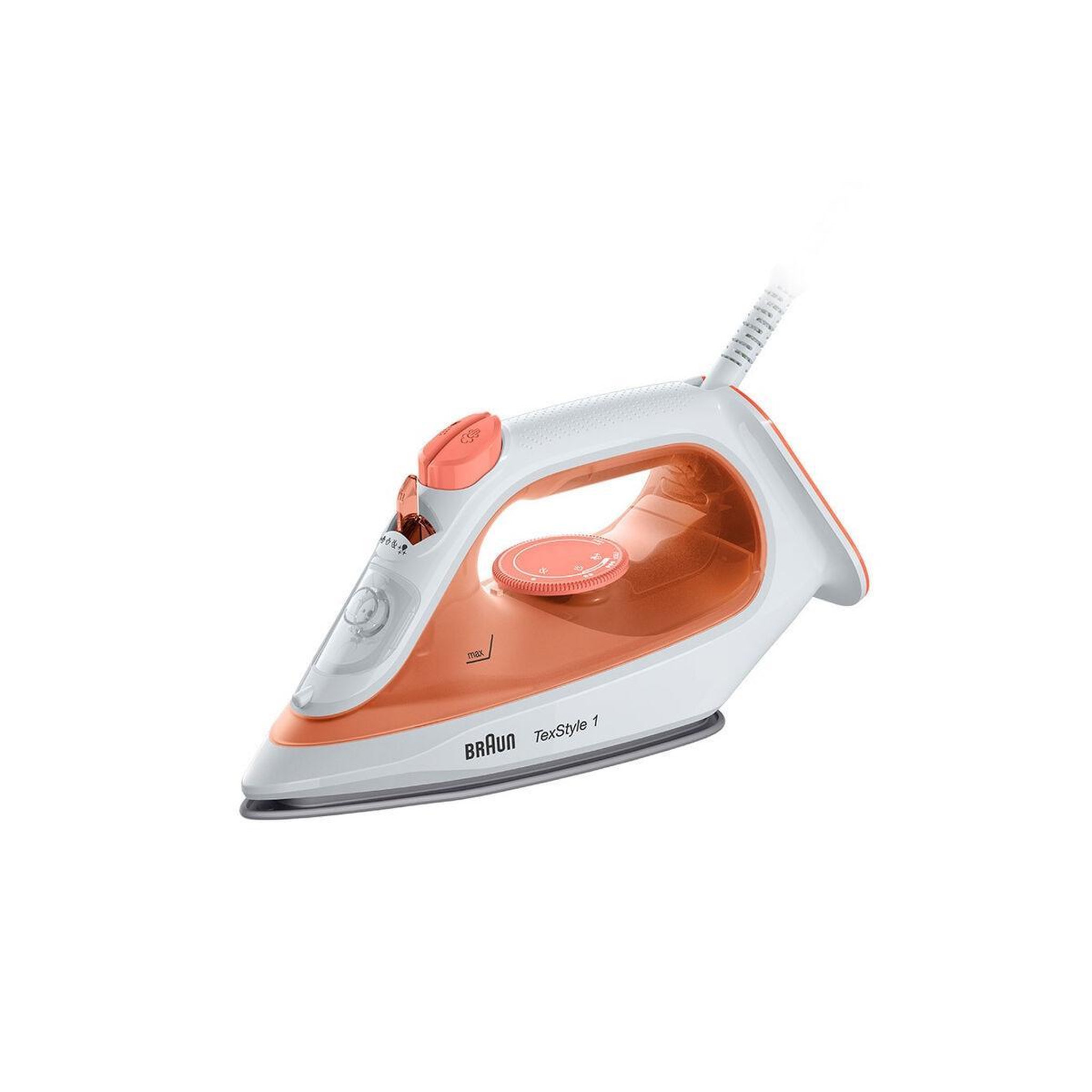 Voir la diapositive 2 : BRAUN Braun TexStyle 1 SI 1009 Fer à vapeur Semelle anti-adhérente 1900 W Orange, Blanc
