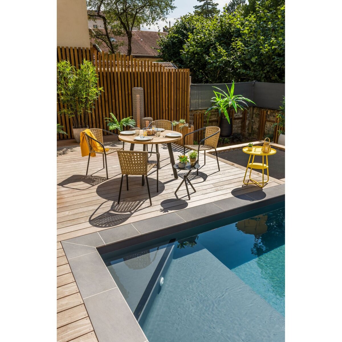 JARDILINE Table de jardin - 4 places - Teck - COCOS