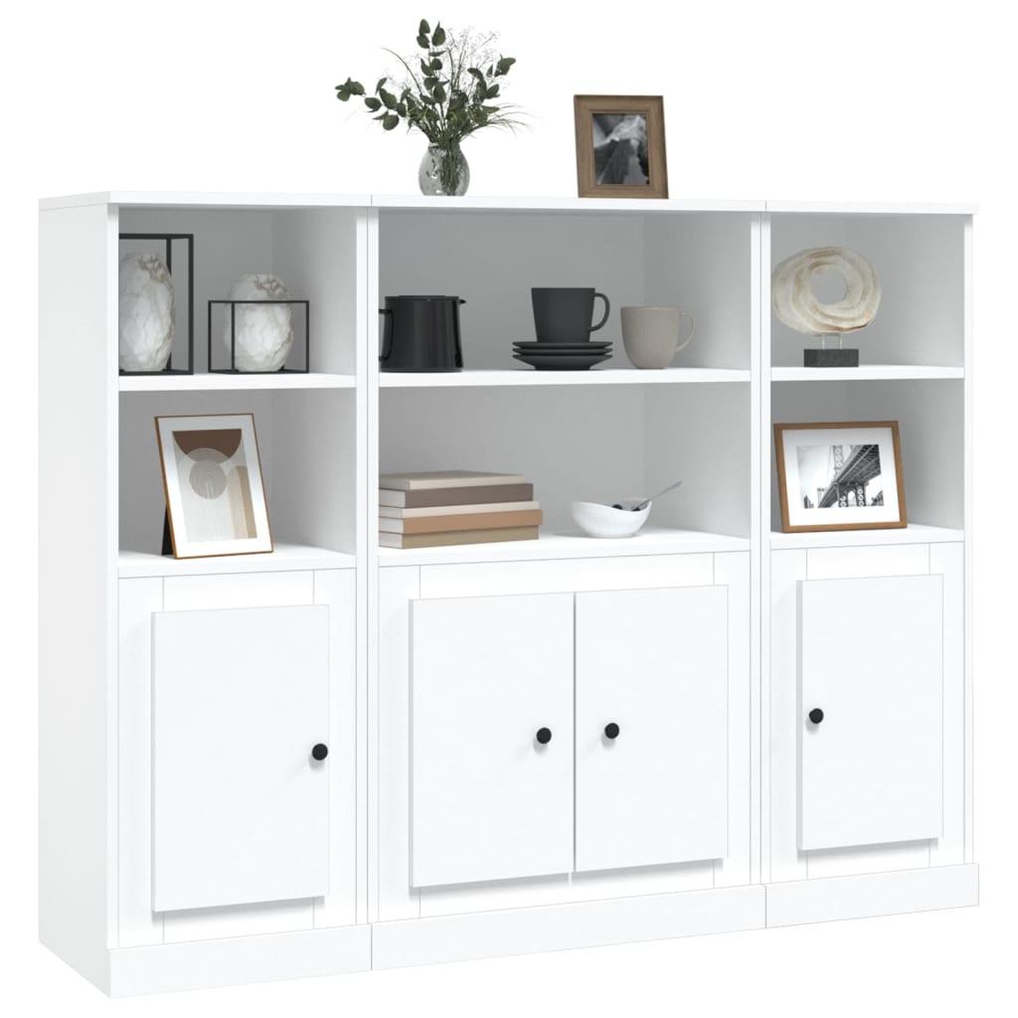 Voir la diapositive 4 : VIDAXL Buffets 3 pcs blanc bois d'ingenierie