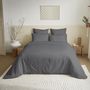 Voir la diapositive 2 : COTON PUR Pack complet 6 pièces unicolore Anthracite housse de couette pour lit 180 x 200 cm  King size