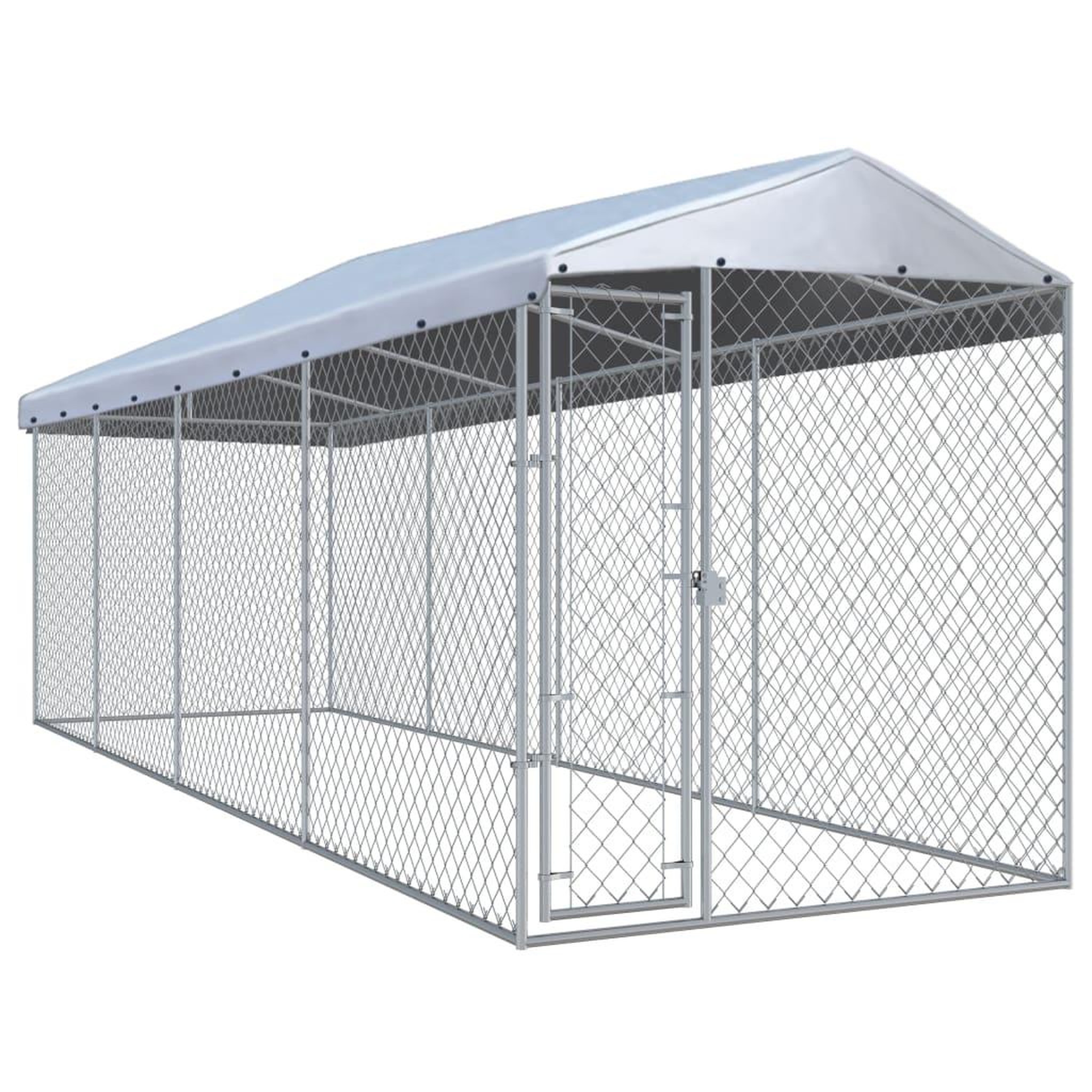 Voir la diapositive 1 : VIDAXL Chenil exterieur avec toit pour chiens 760x190x225 cm