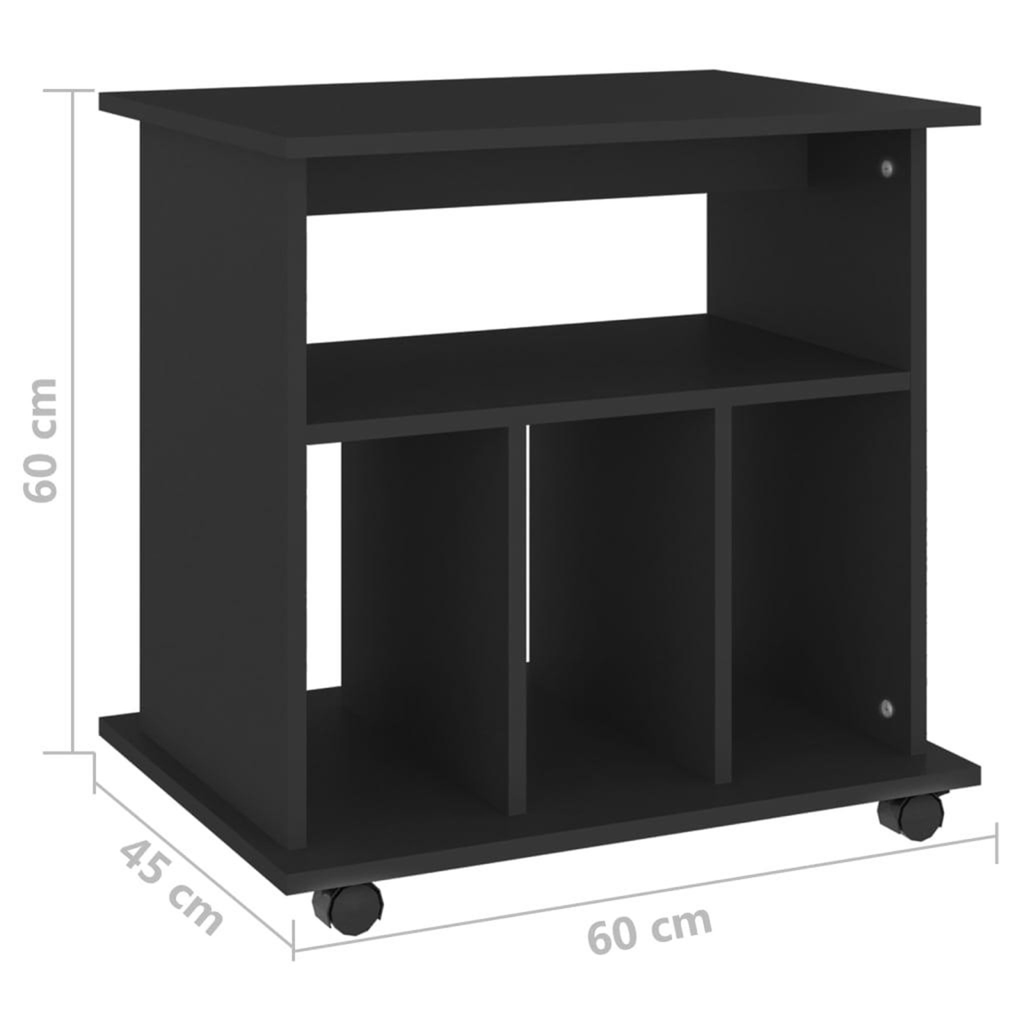 Voir la diapositive 6 : VIDAXL Armoire a roulettes Noir 60x45x60 cm Bois d'ingenierie