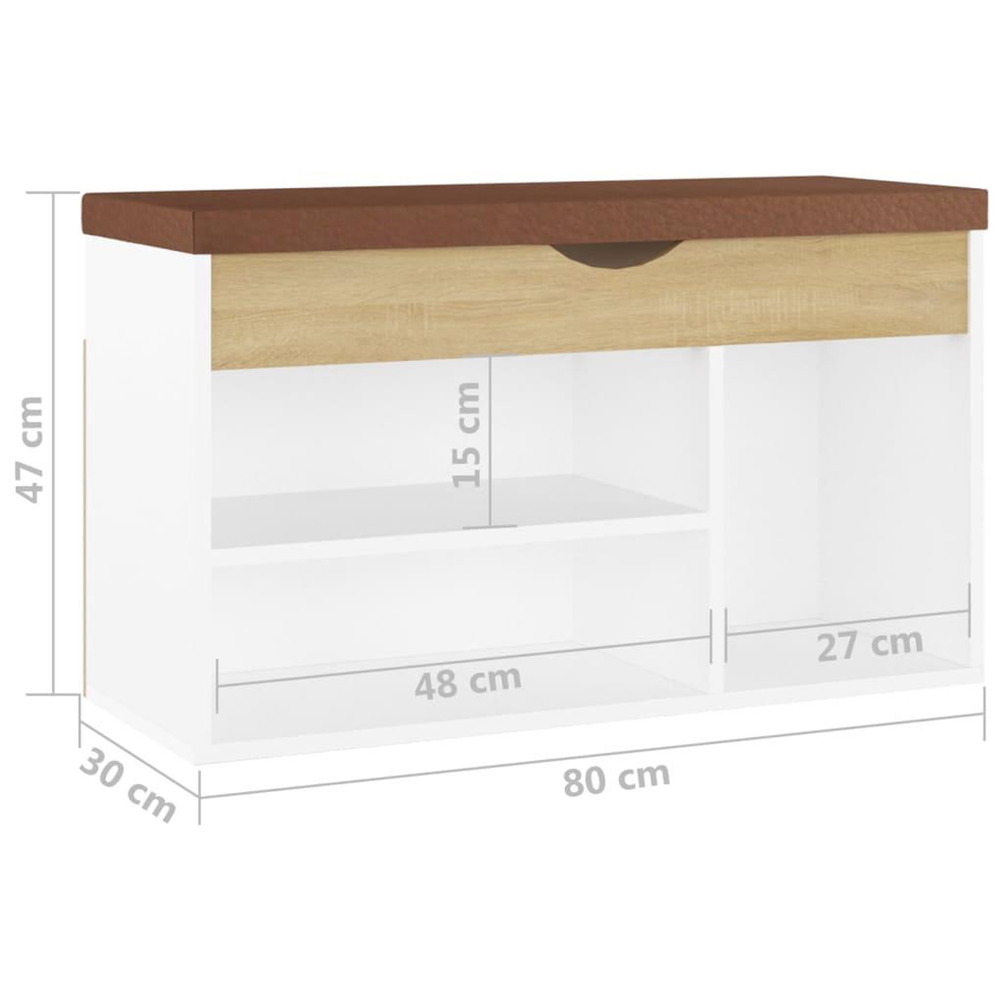 Voir la diapositive 6 : VIDAXL Banc a chaussures et coussin Blanc chene sonoma Bois ingenierie