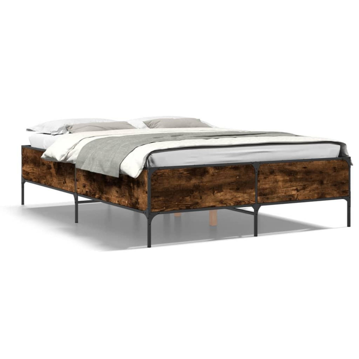 VIDAXL Cadre de lit sans matelas chene fume 140x190 cm