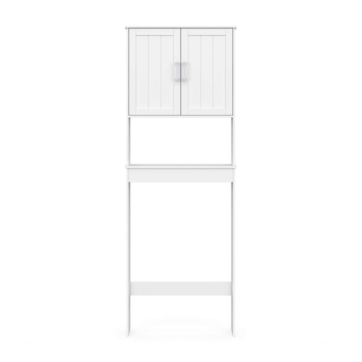 ID MARKET Meuble étagère dessus WC WALDO placard bois blanc