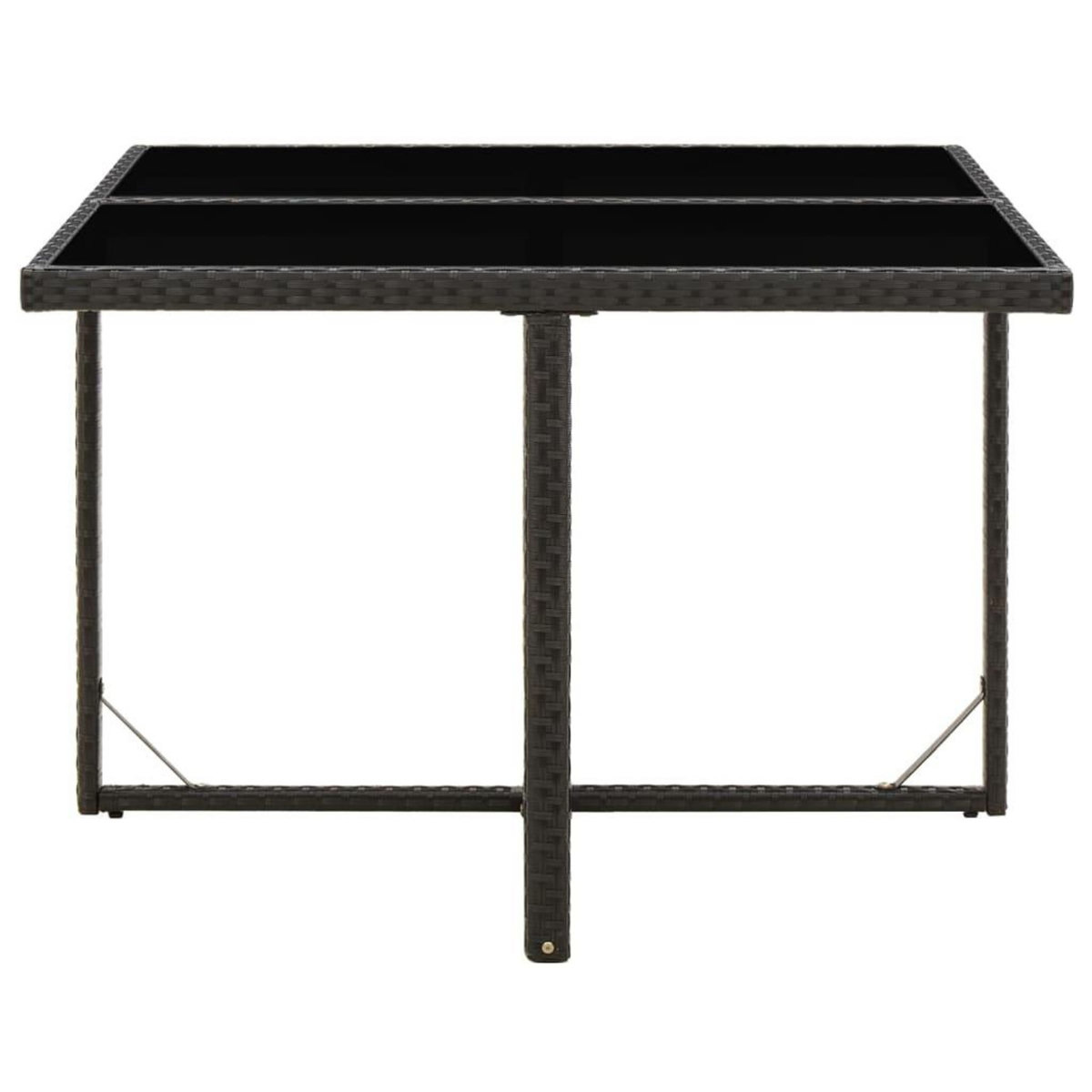 VIDAXL Table de jardin Noir 109x107x74 cm Resine tressee et verre
