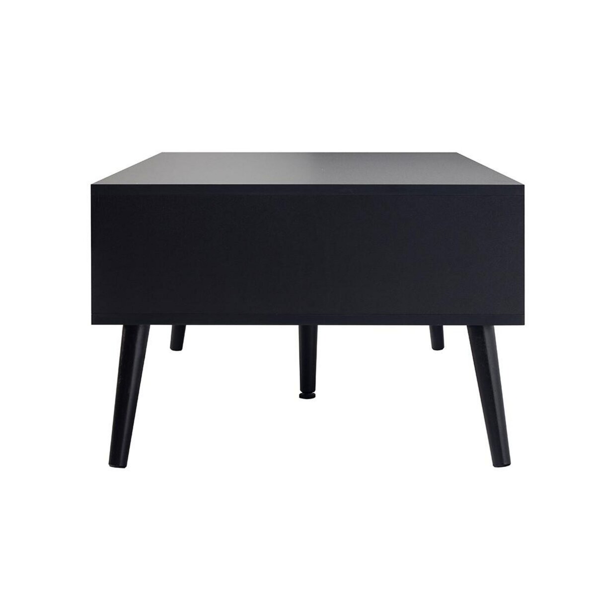 BEST MOBILIER Goto - table basse - noir et cannage - 1 tiroir et 1 niche - 110 cm