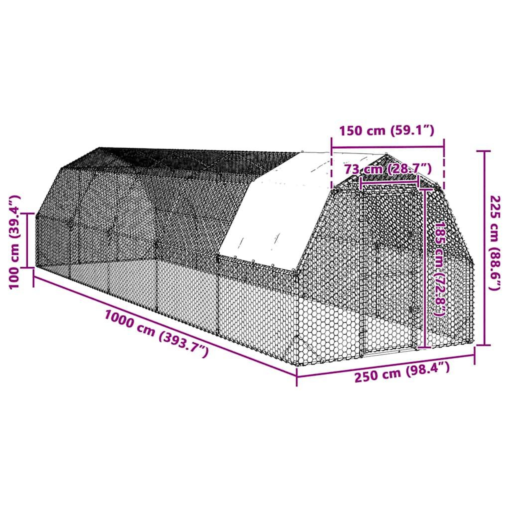 Voir la diapositive 6 : VIDAXL Poulailler avec toit 2,5x10x2,25 m acier galvanise