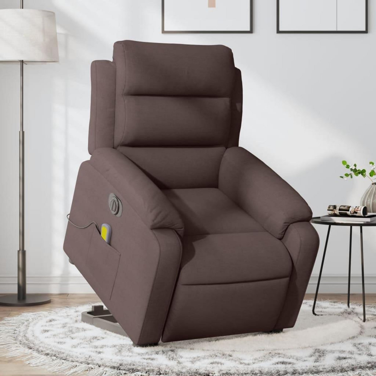 VIDAXL Fauteuil inclinable de massage electrique Marron fonce Tissu