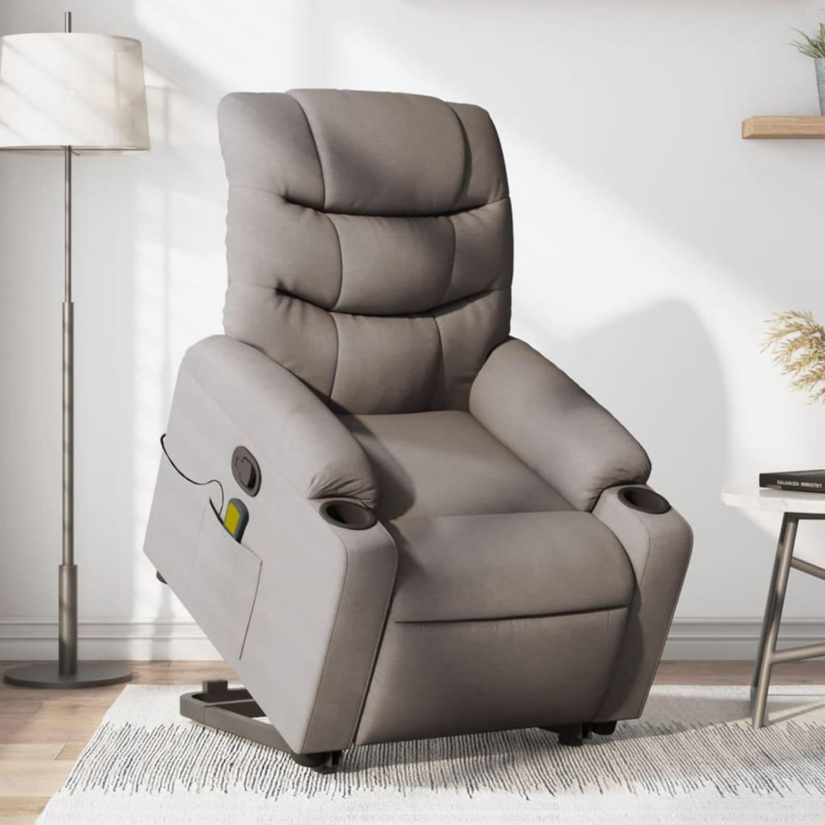VIDAXL Fauteuil inclinable de massage Taupe Tissu