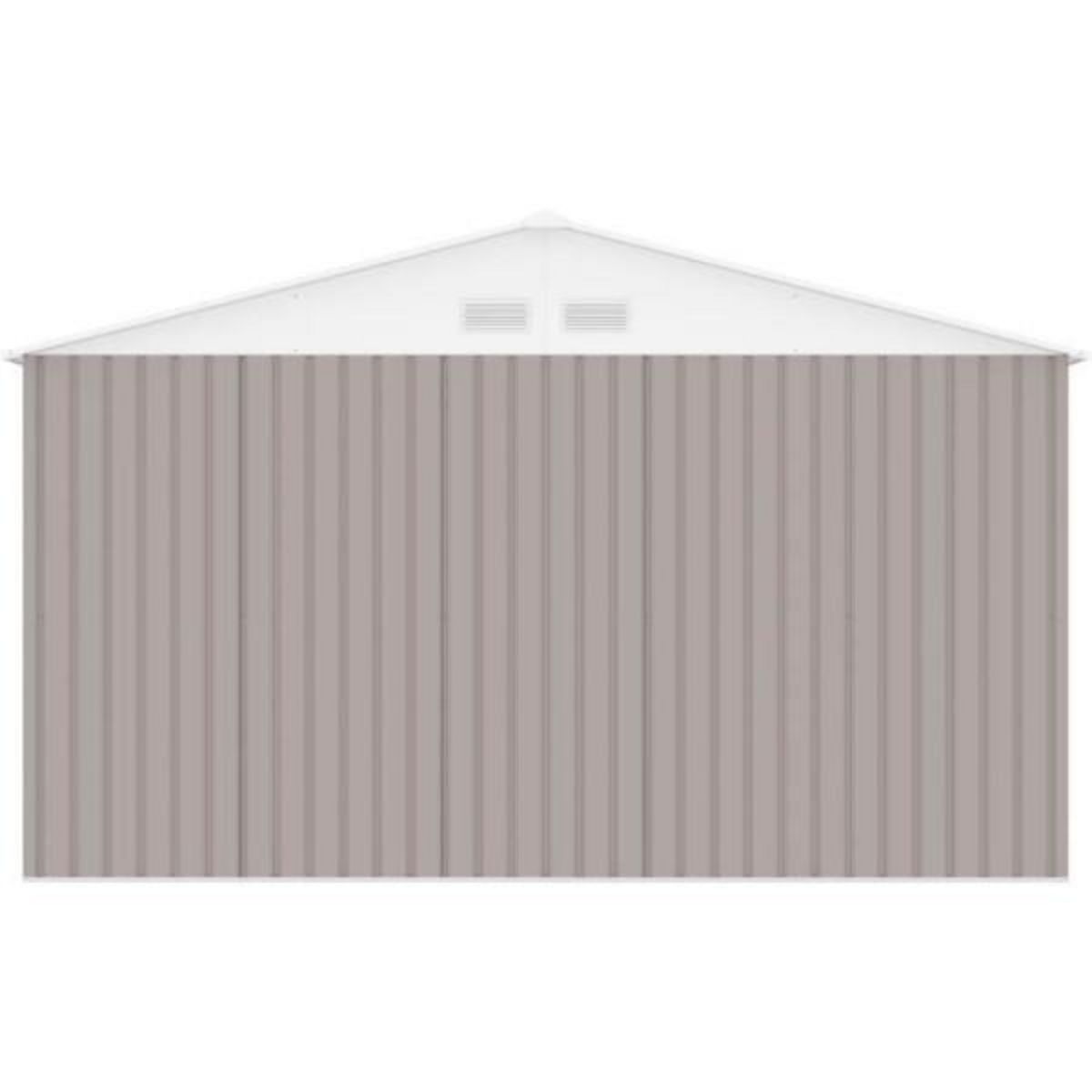 MARKET24 NEPTUNE Abri de jardin en métal 12,99 m² - 340 x 382 x 210 cm - Kit d'ancrage inclus, 2 portes coulissantes - Taupe