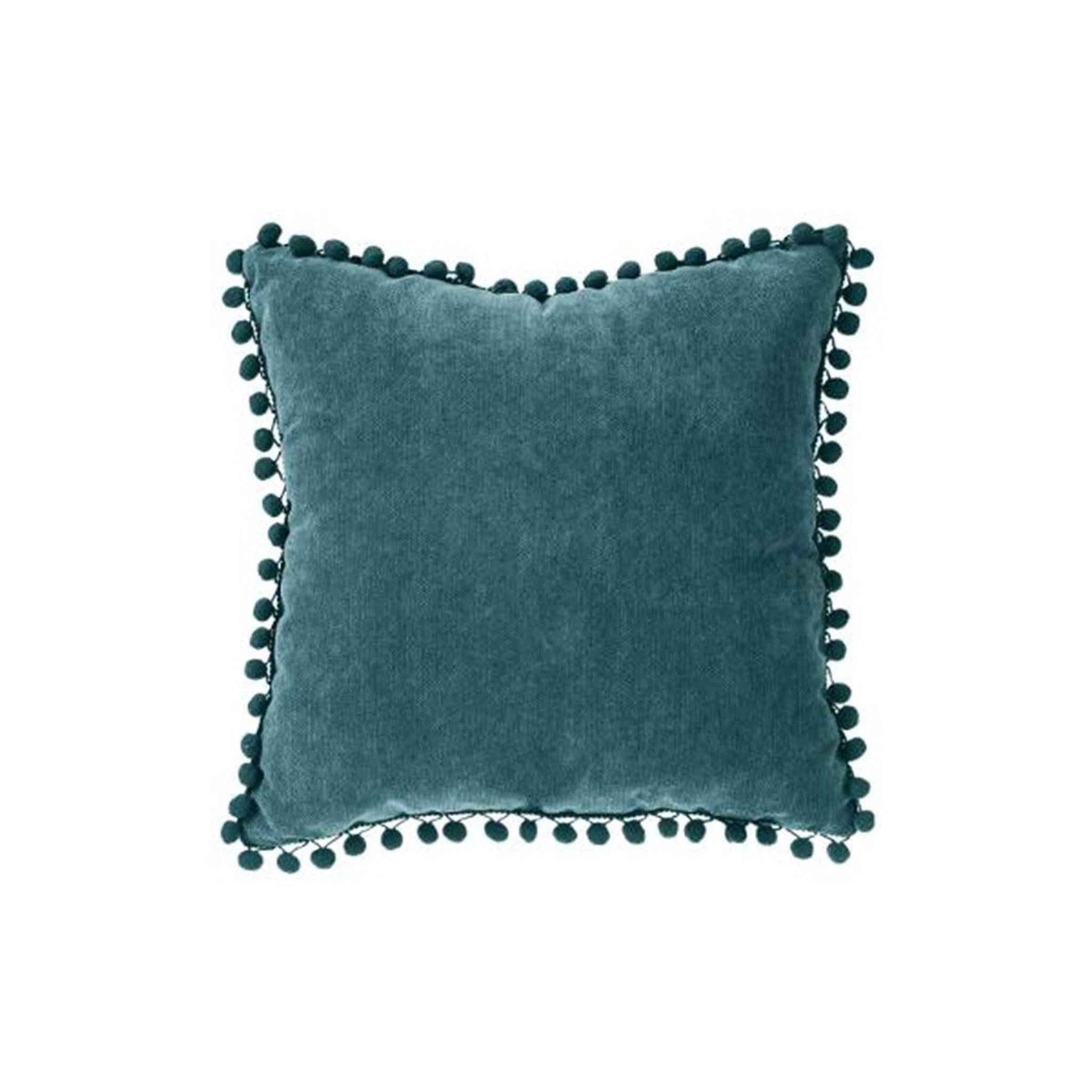 ATMOSPHERA Coussin à pompons  jao  40x40cm bleu canard