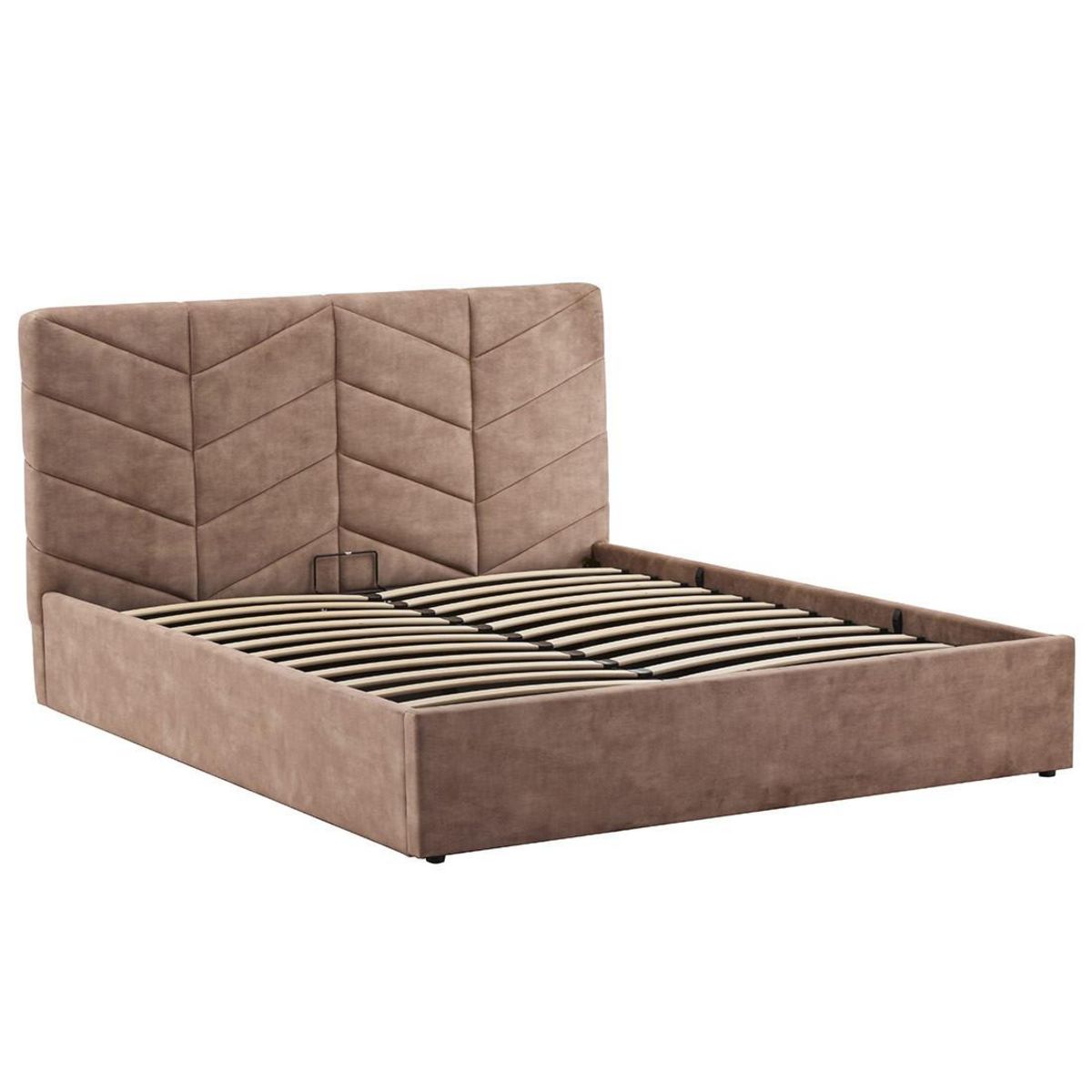 BEST MOBILIER Peonis - lit coffre - 160x200 cm - en velours - sommier inclus