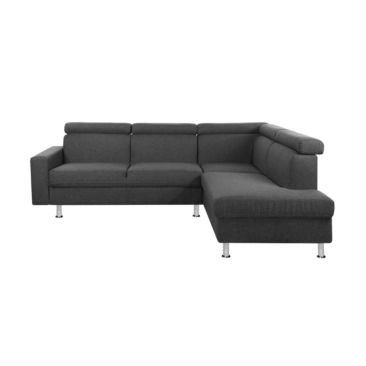 Canapé d'angle 4-5 places fixe avec LED - TOMY -Tissu gris chiné foncé - Angle droit